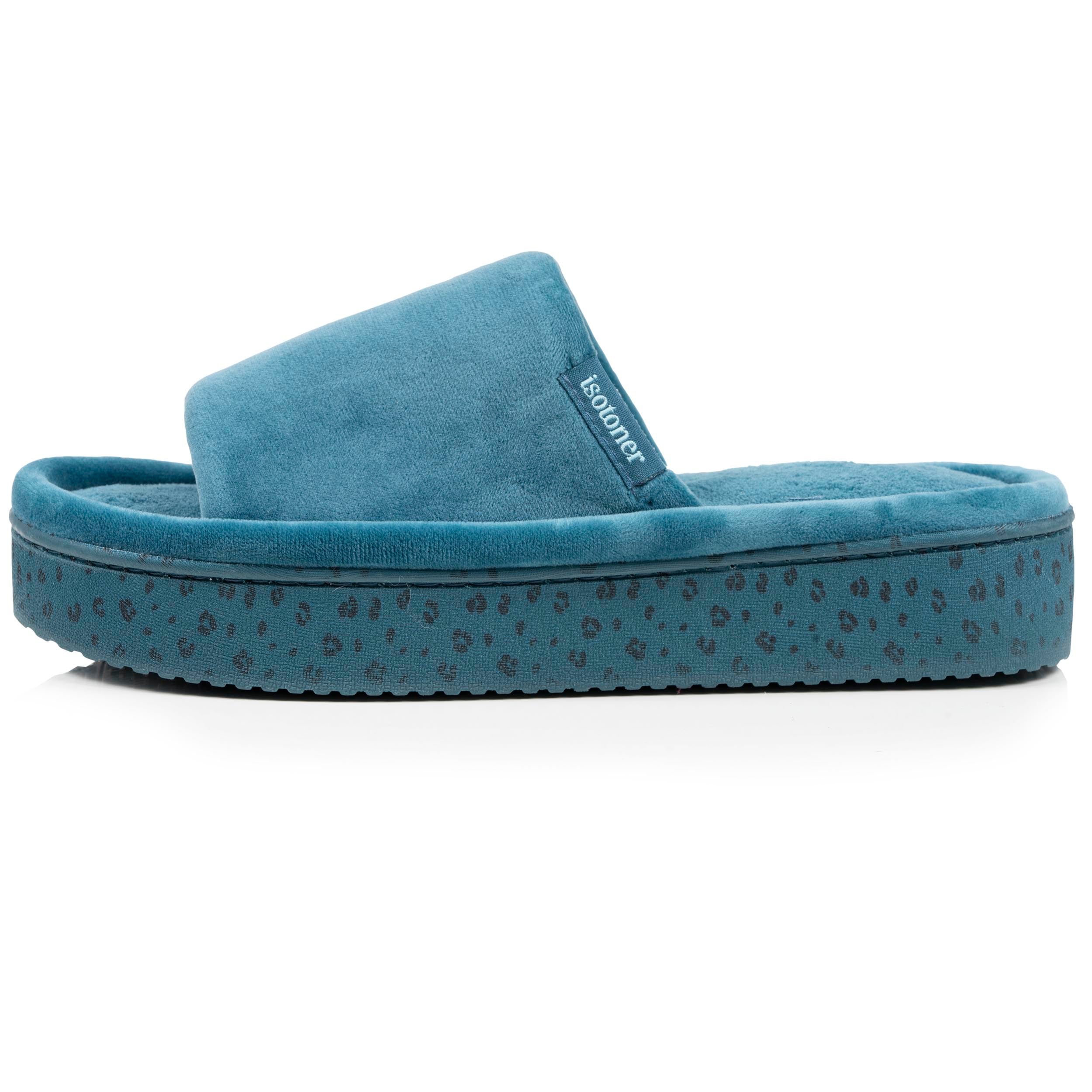 isotoner-chaussons-sandales-plateforme-femme-bleu-canard-3-5-cm image 4
