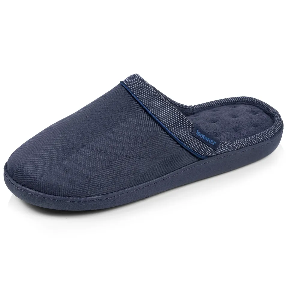 isotoner-chaussons-mules-homme-ergonomiques-marine-m-moire-de-forme image 1