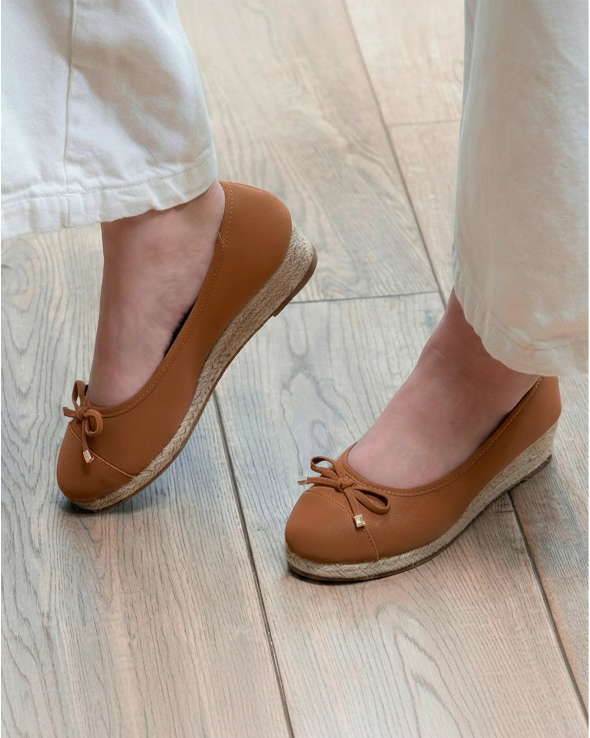 isotoner-ballerines-femme-talon-compens-corde-camel image 2