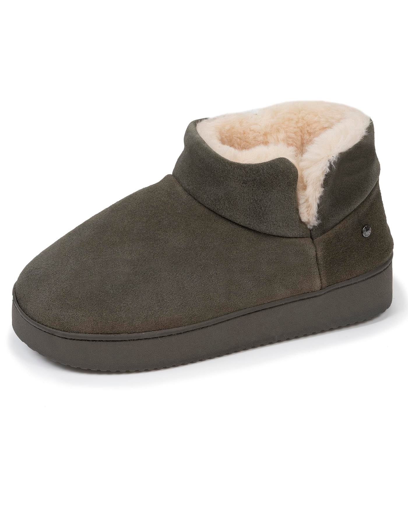 isotoner-chaussons-bottillons-cuir-femme-kaki image 6