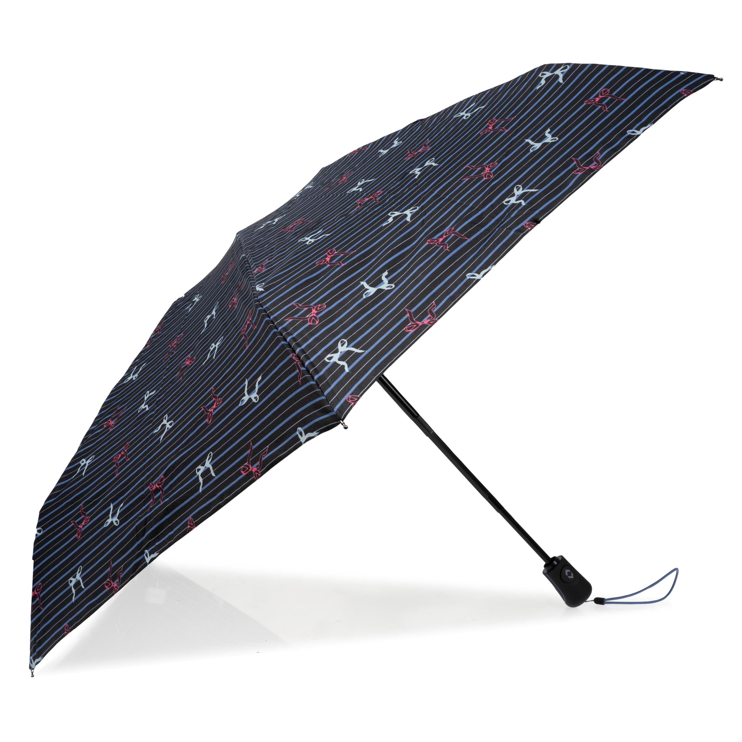 isotoner-parapluie-mini-auto-rayure-n-ud-bleu image 2