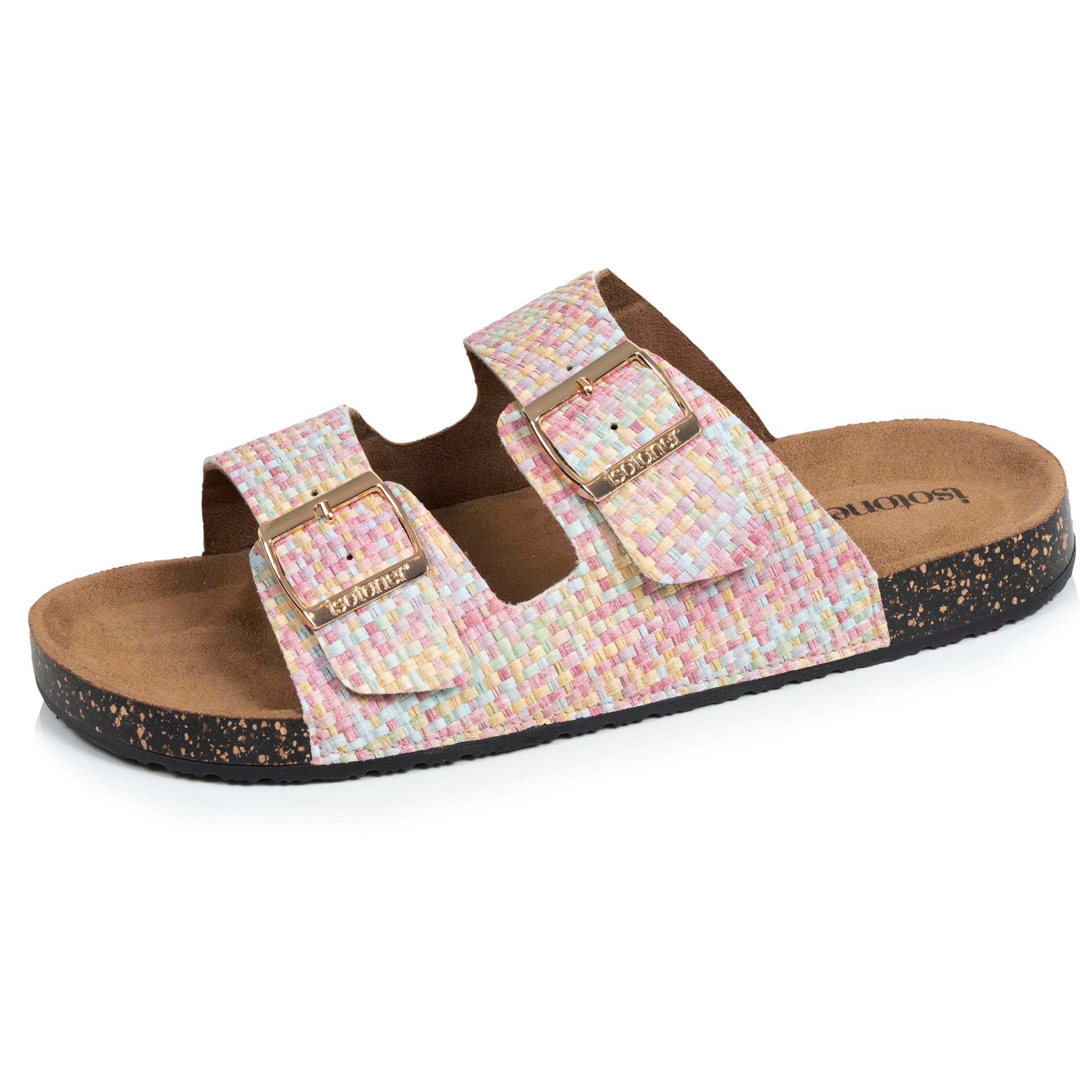 isotoner-mules-sandales-femme-double-bride-multicore image 1