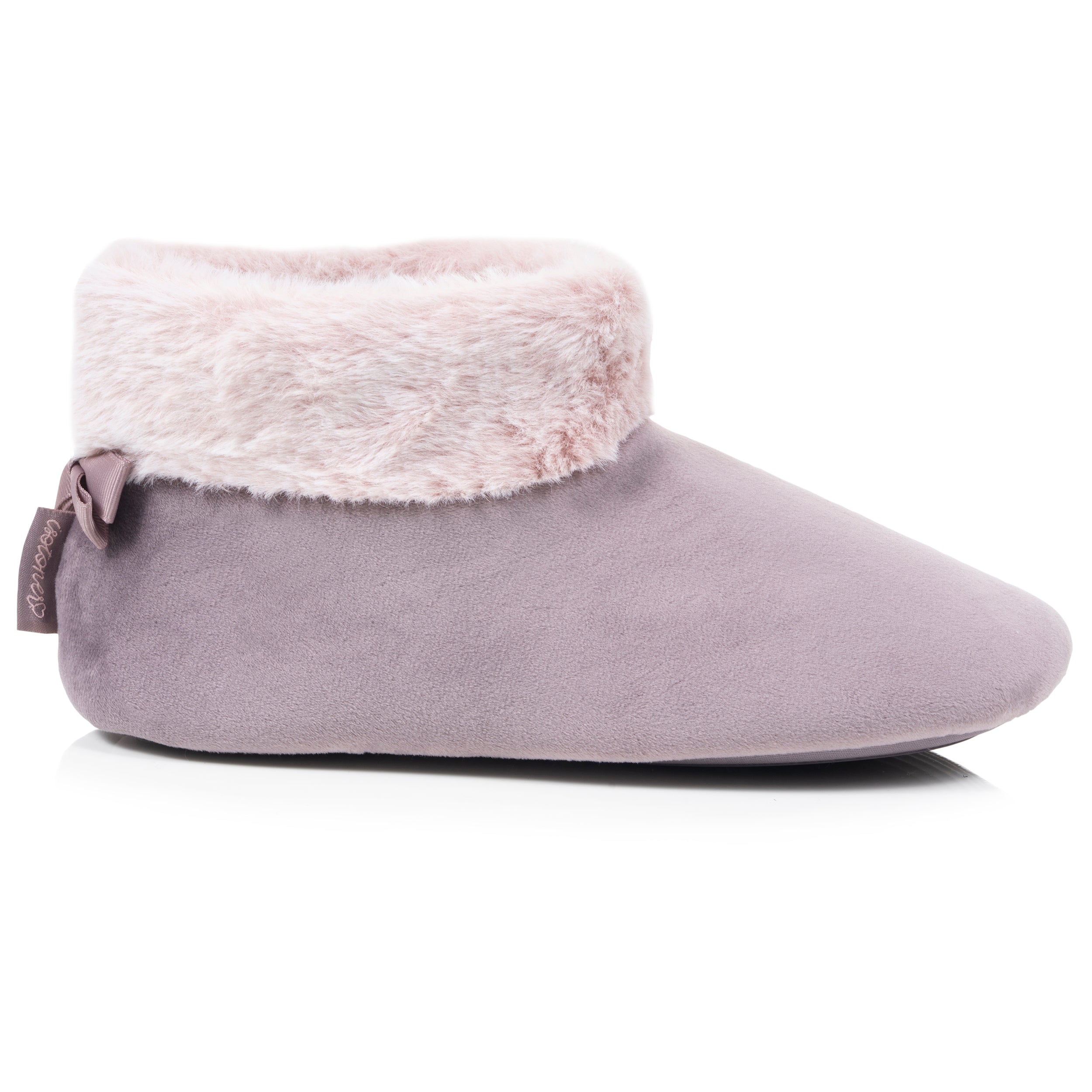 isotoner-chaussons-bottillons-femme-microvelours-taupe image 8