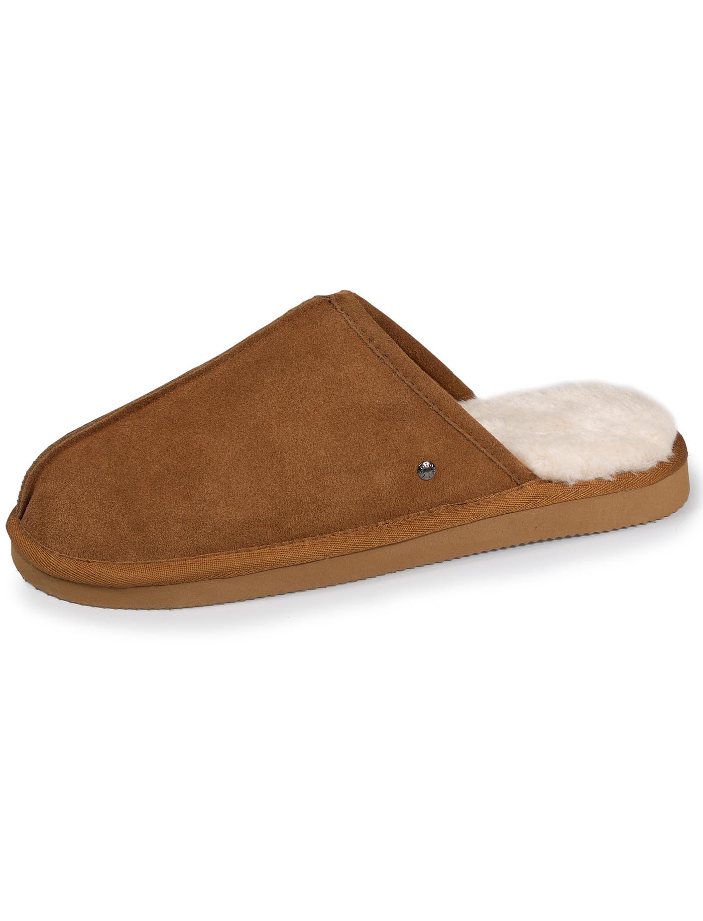 isotoner-chaussons-mules-homme-cuir-camel-fourr-es image 6