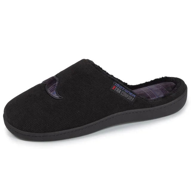isotoner-chaussons-mules-xtra-confort-homme-noir-m-moire-de-forme image 1