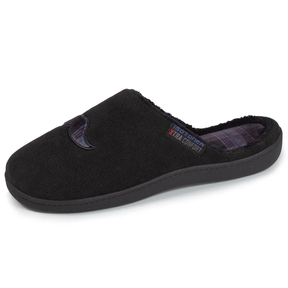 isotoner-chaussons-mules-xtra-confort-homme-noir-m-moire-de-forme image 1