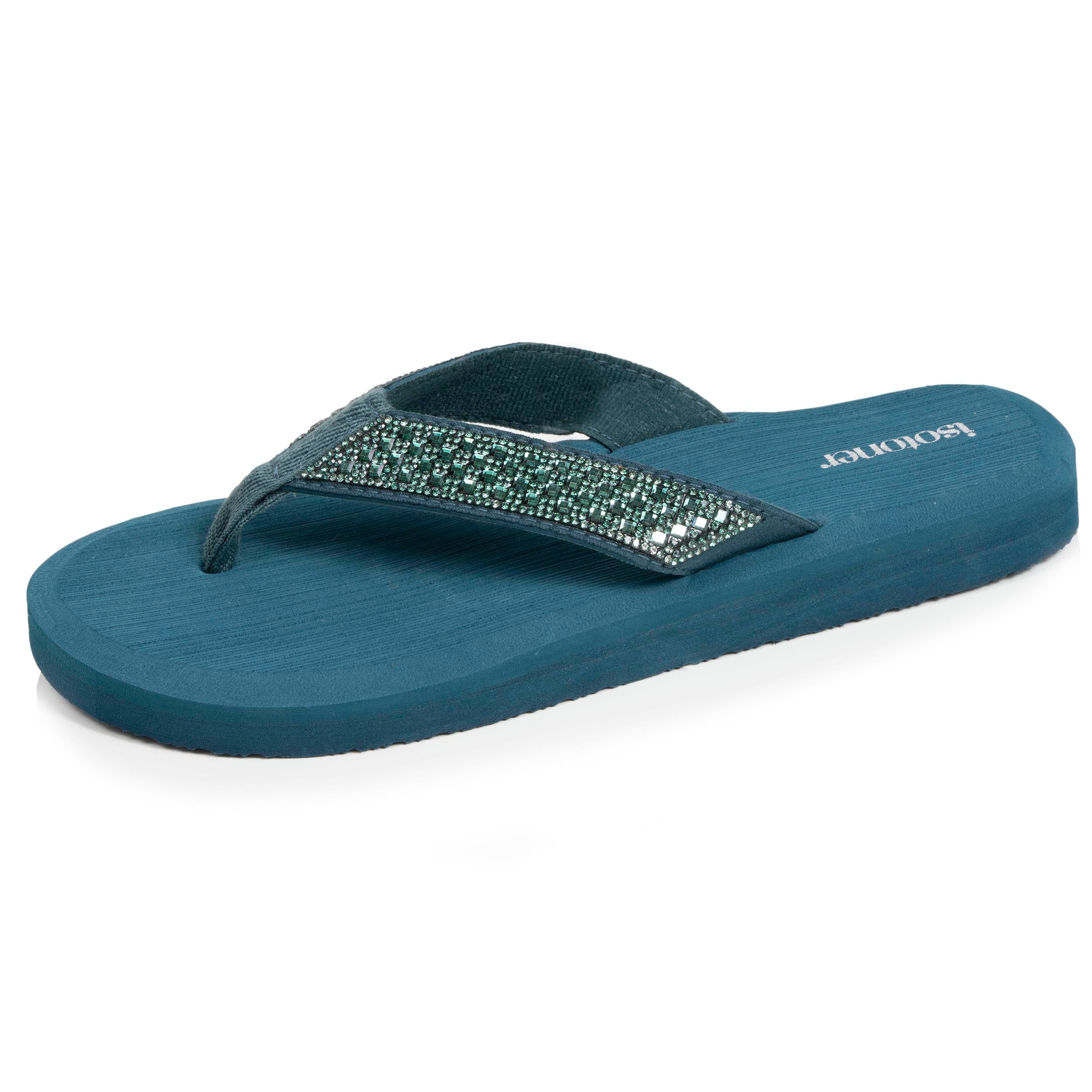 isotoner-tongs-femme-yoga-confort-vert-canard image 1