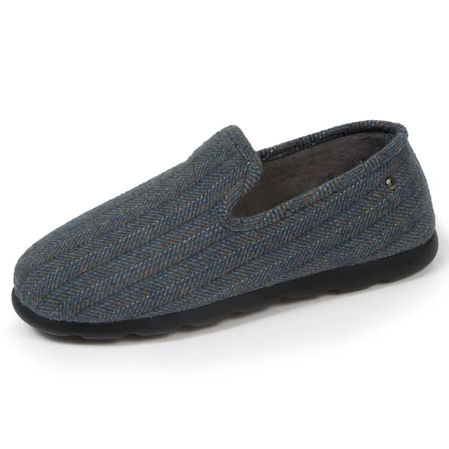 isotoner-chaussons-charentaises-homme-chevrons-bleus image 1