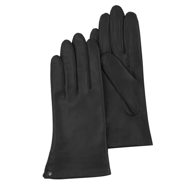 isotoner-gants-femme-cuir-doubl-soie-noir image 1