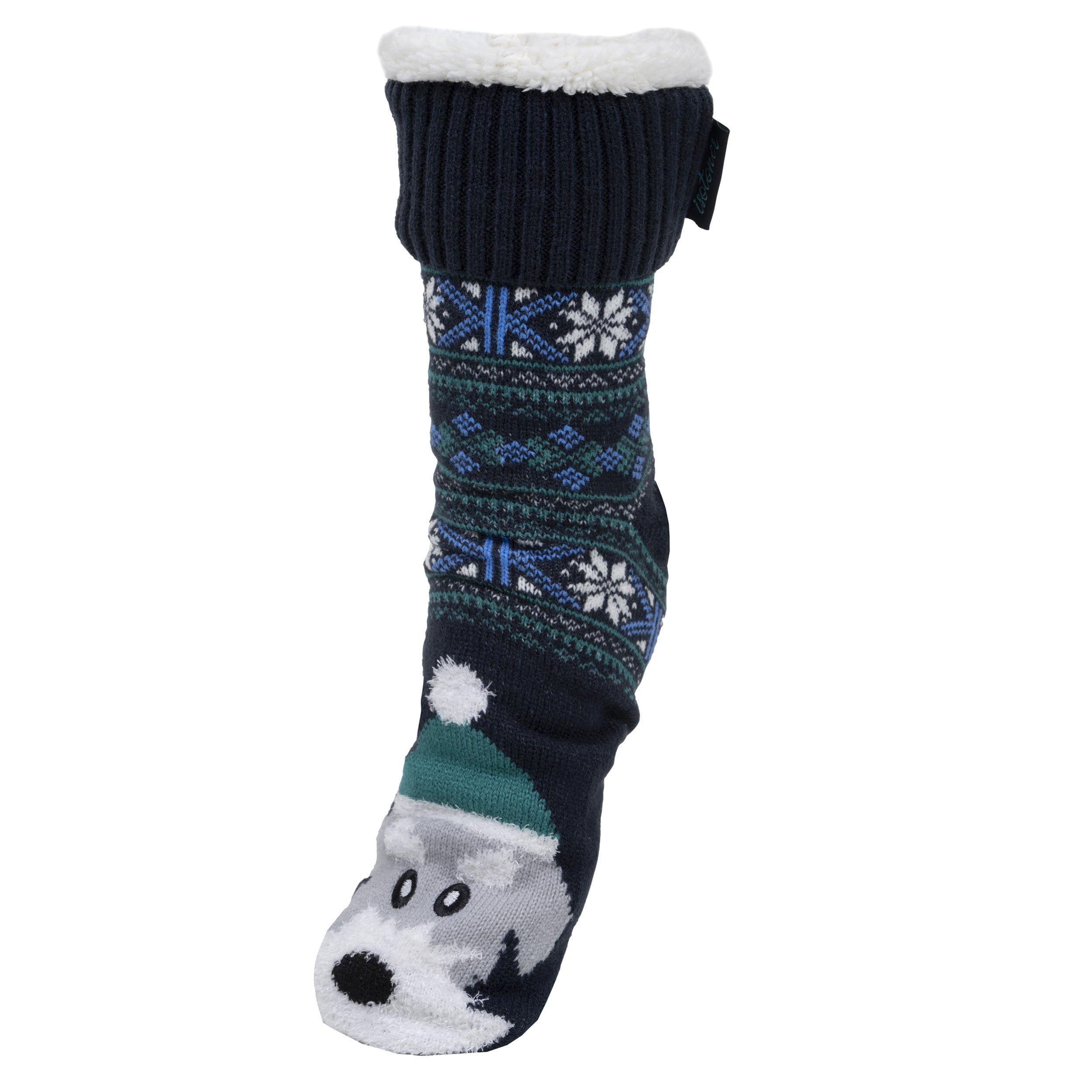 isotoner-chaussettes-fourr-es-homme-no-l-chien-marine-sherpa image 1