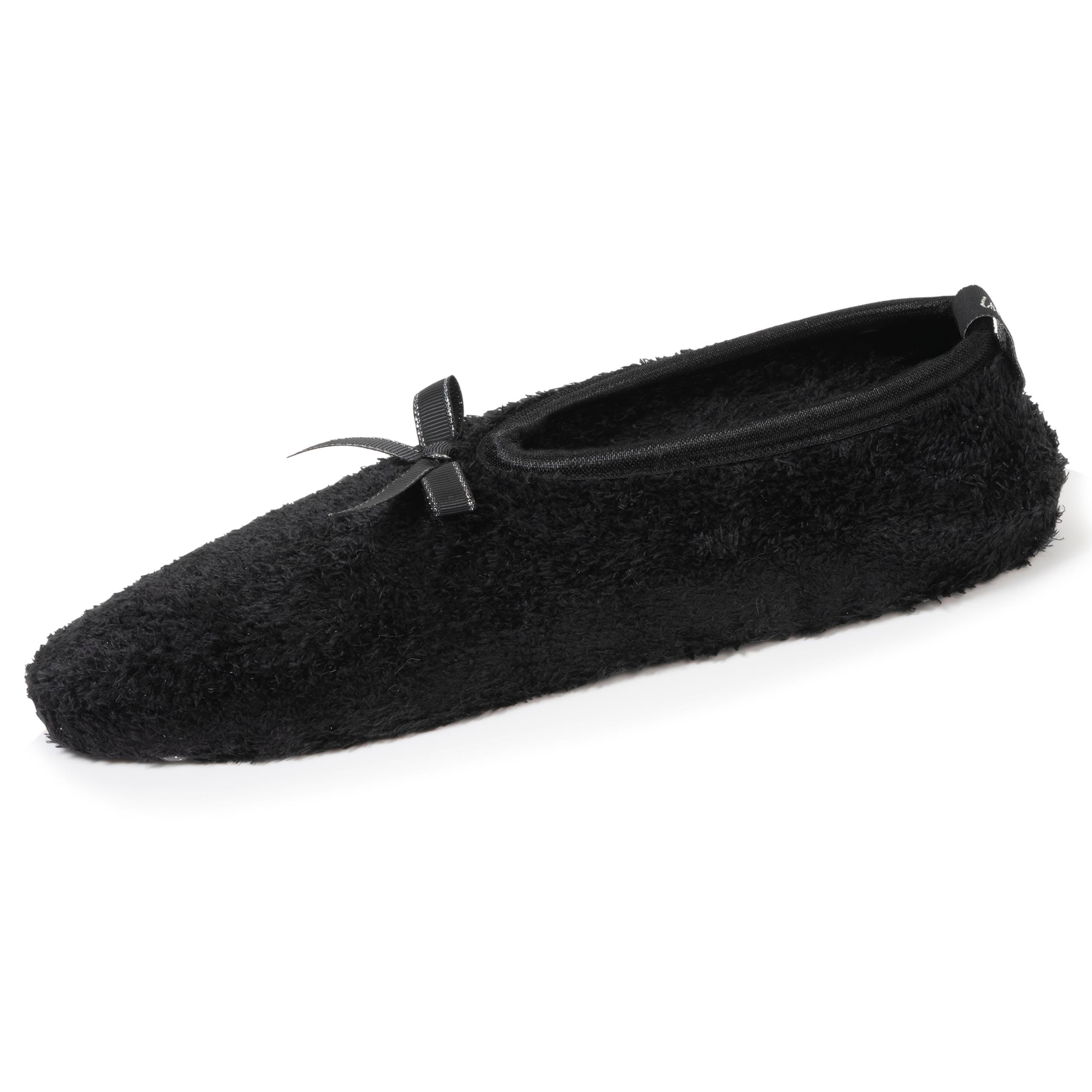 isotoner-chaussettes-femme-peluche-noir-n-ud-satin image 3