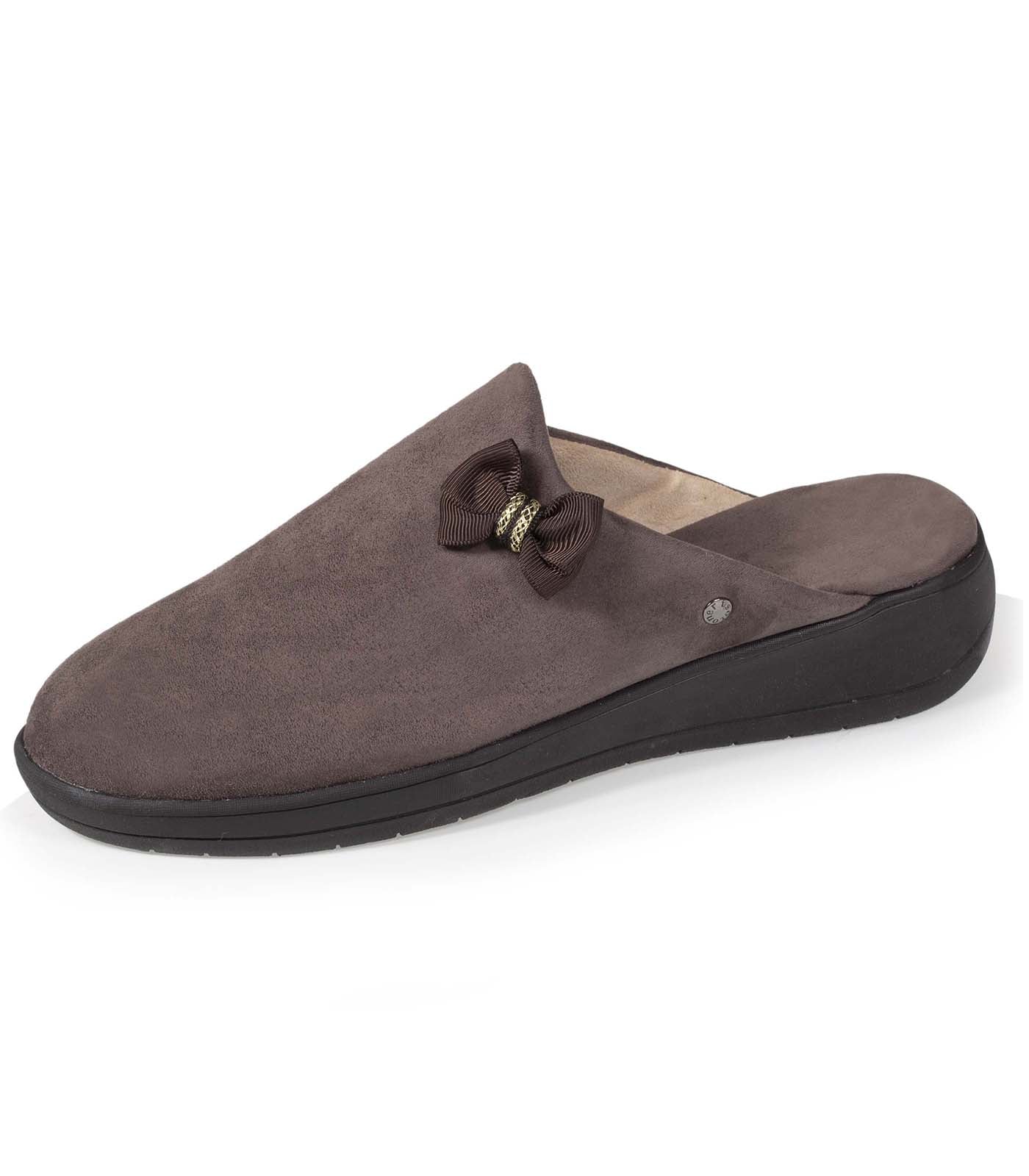 isotoner-chaussons-mules-femme-talon-n-ud-taupe-everywear image 6