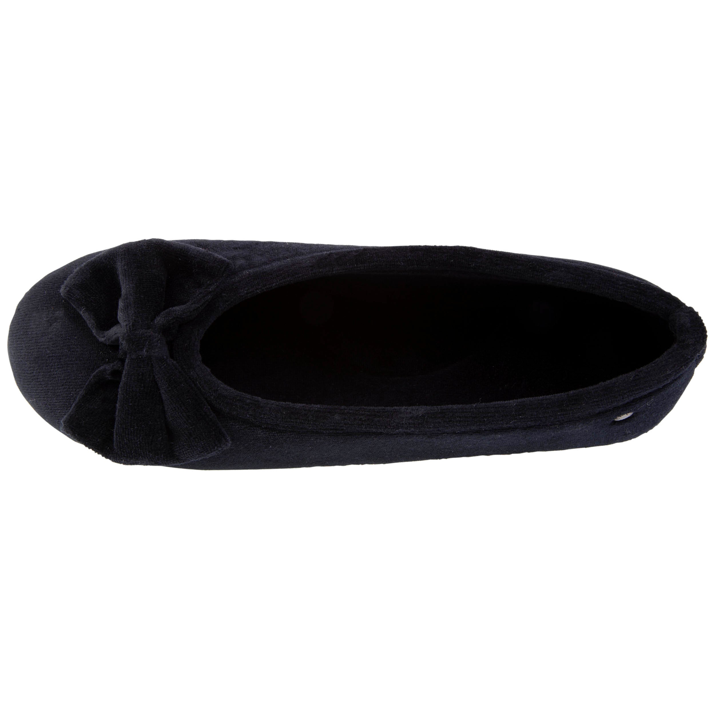 isotoner-chaussons-ballerines-femme-n-ud-confort-noir-coton-bio image 3