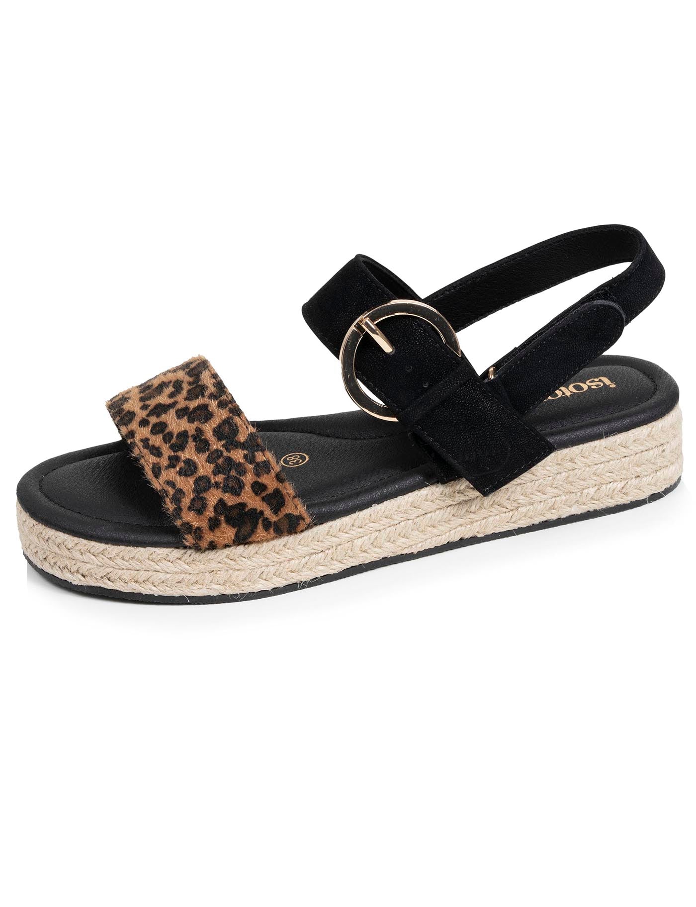 isotoner-sandales-femme-corde-tress-e-noir-l-opard image 6