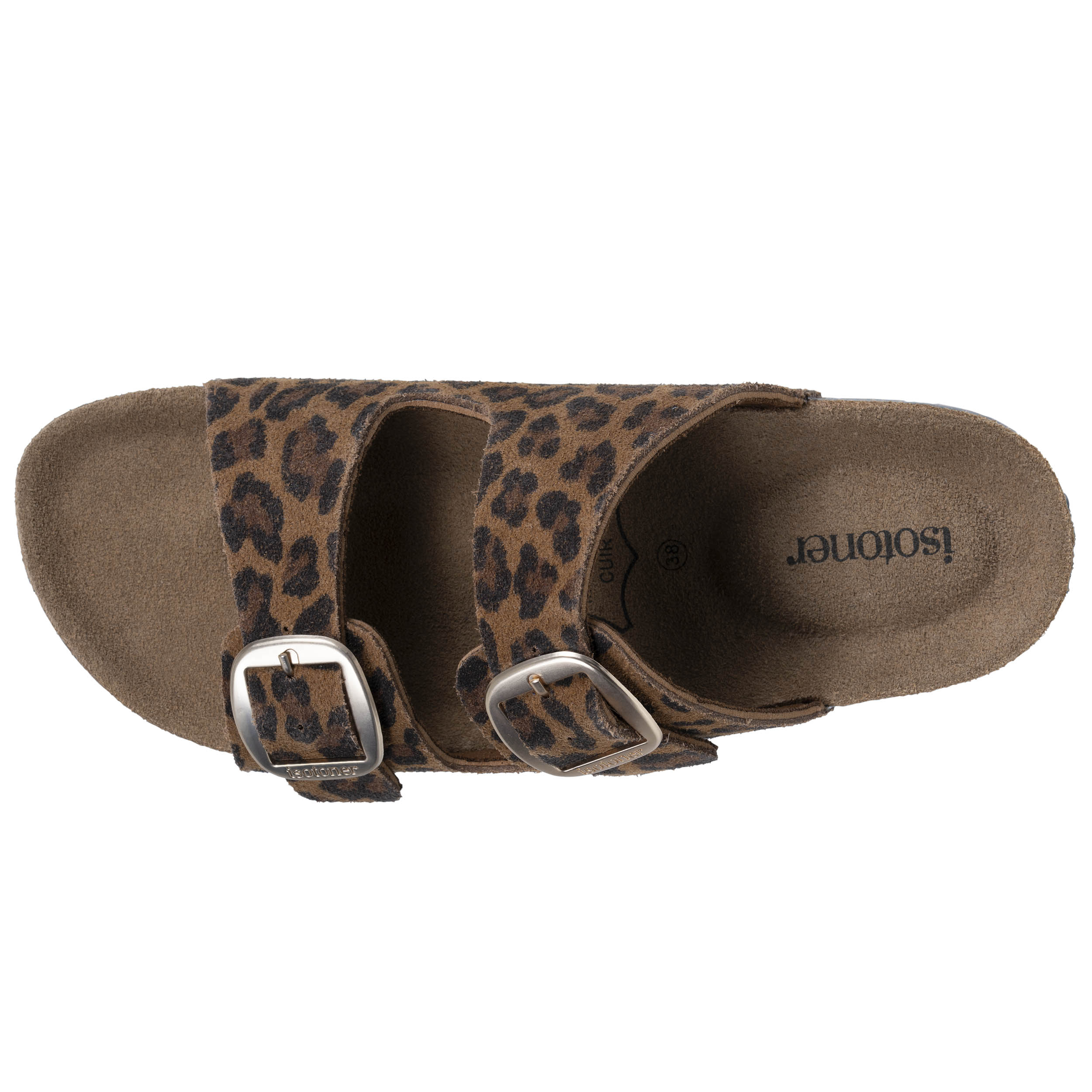 isotoner-mules-sandales-femme-double-bride-cuir-camel-l-opard image 3