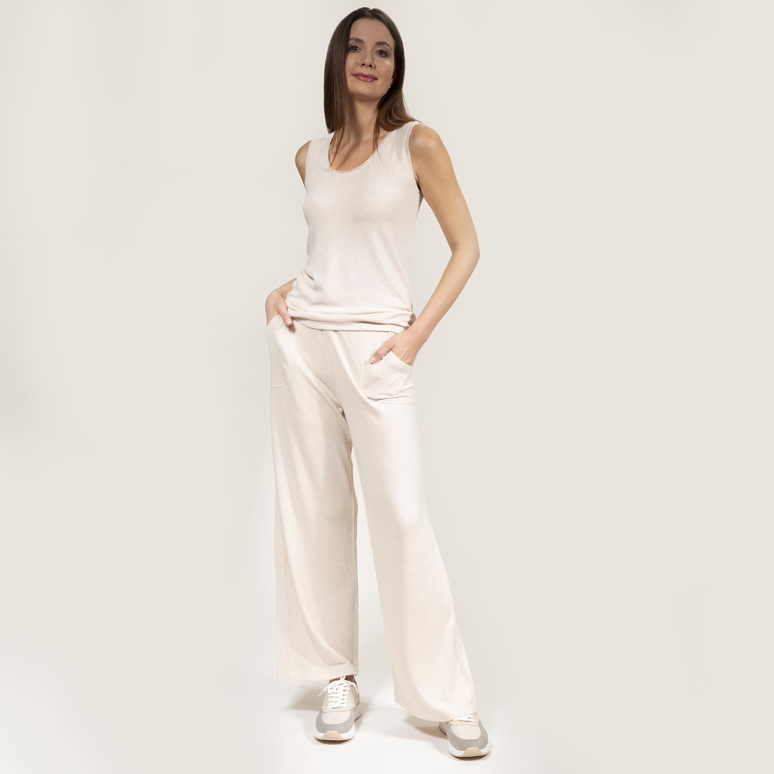 isotoner-d-bardeur-femme-beige-homewear-dentelle-ecovero image 3