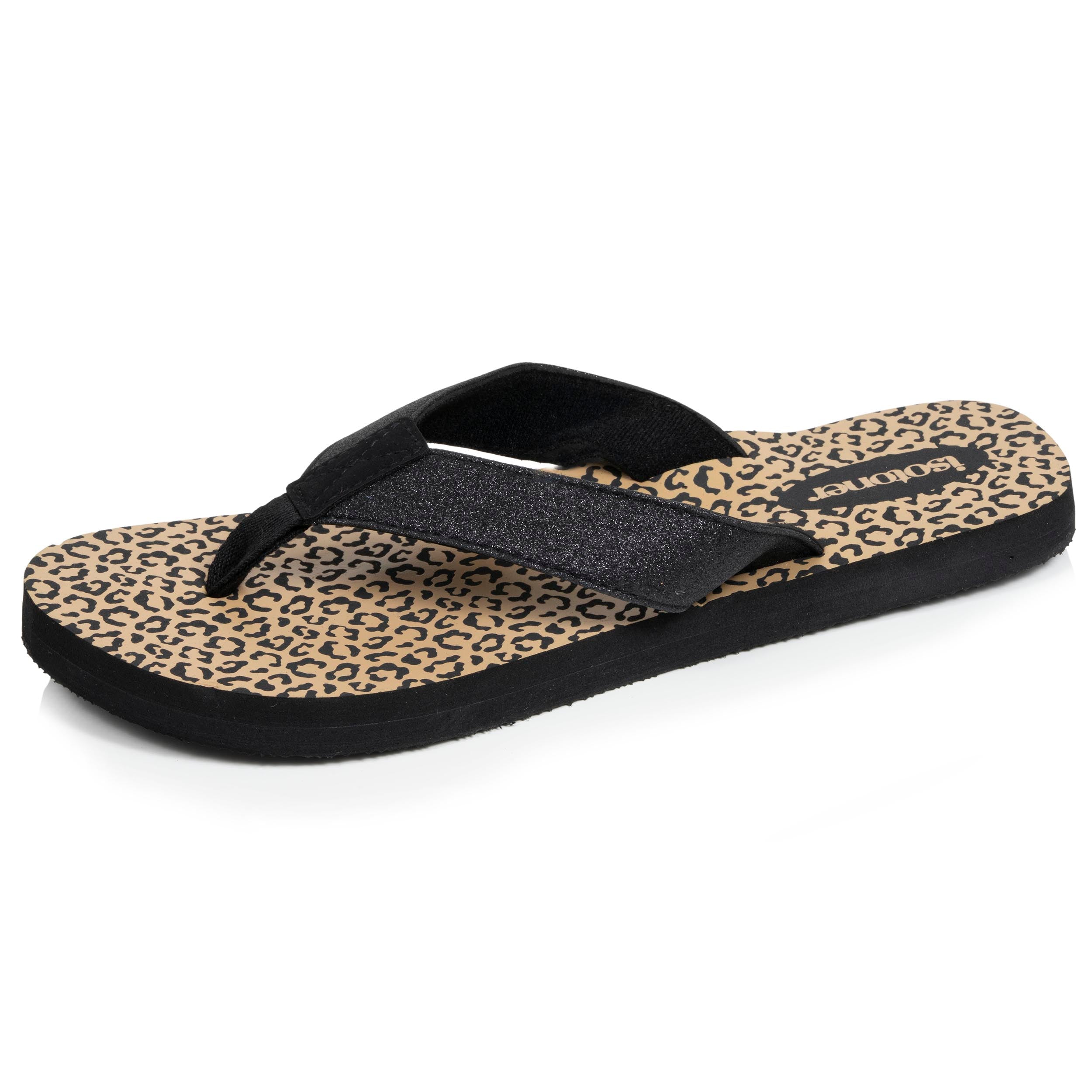 isotoner-tongs-femme-everywear-l-opard-noir image 1