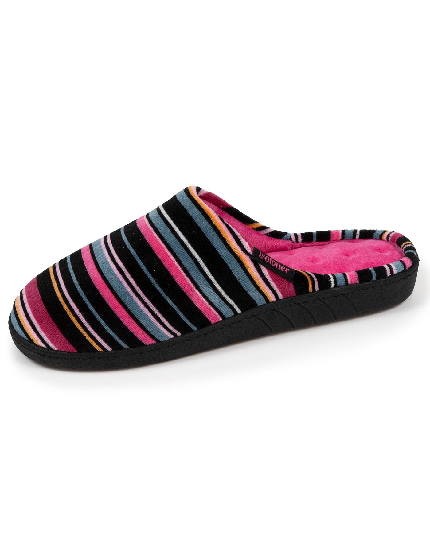 isotoner-chaussons-mules-femme-rayures-roses-m-moire-de-forme image 6