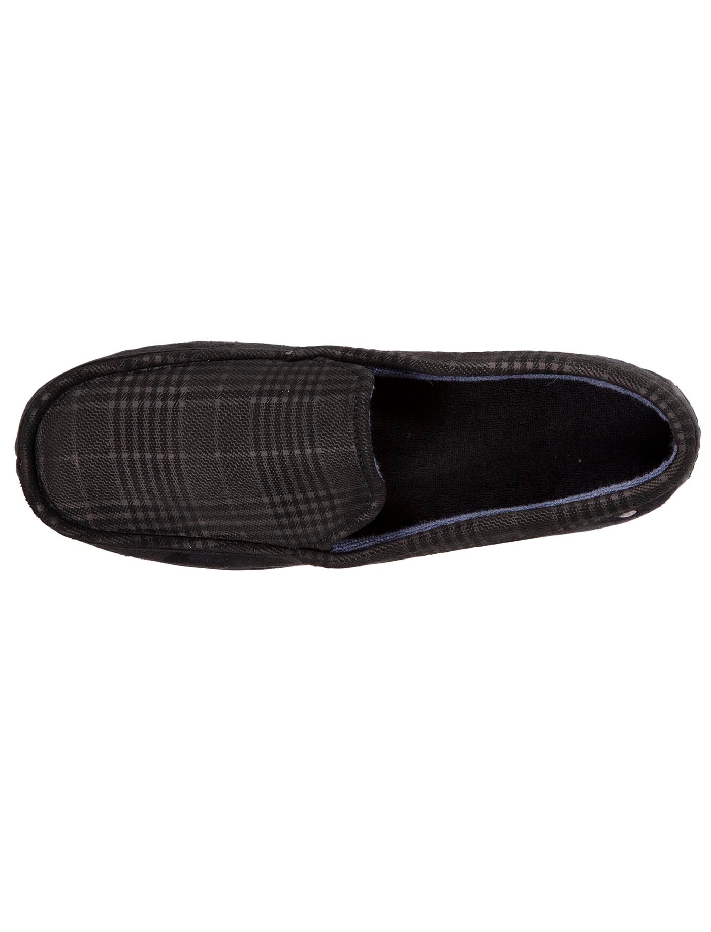 isotoner-chaussons-mocassins-homme-noir-tartan-semelle-gomme image 7
