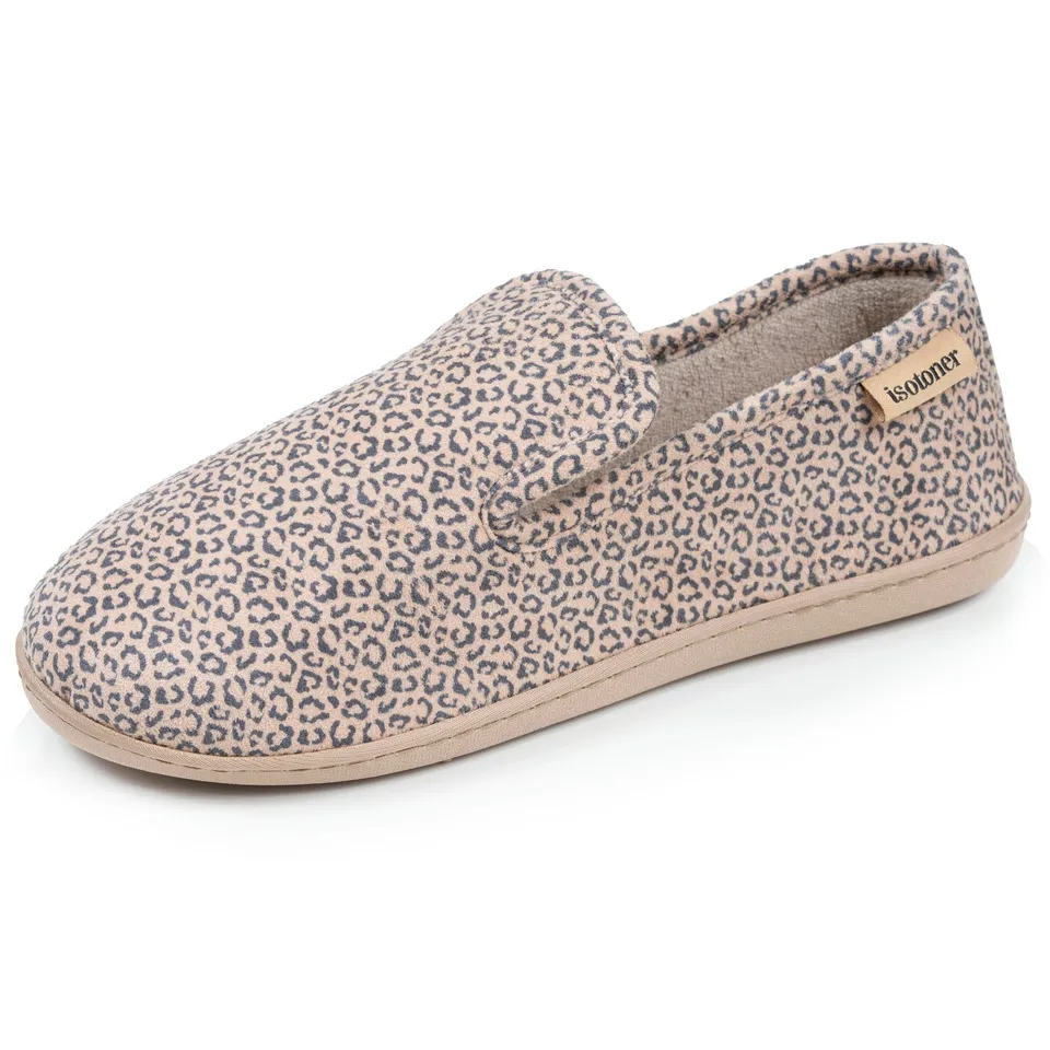 isotoner-chaussons-charentaises-femme-l-opard-beige image 1