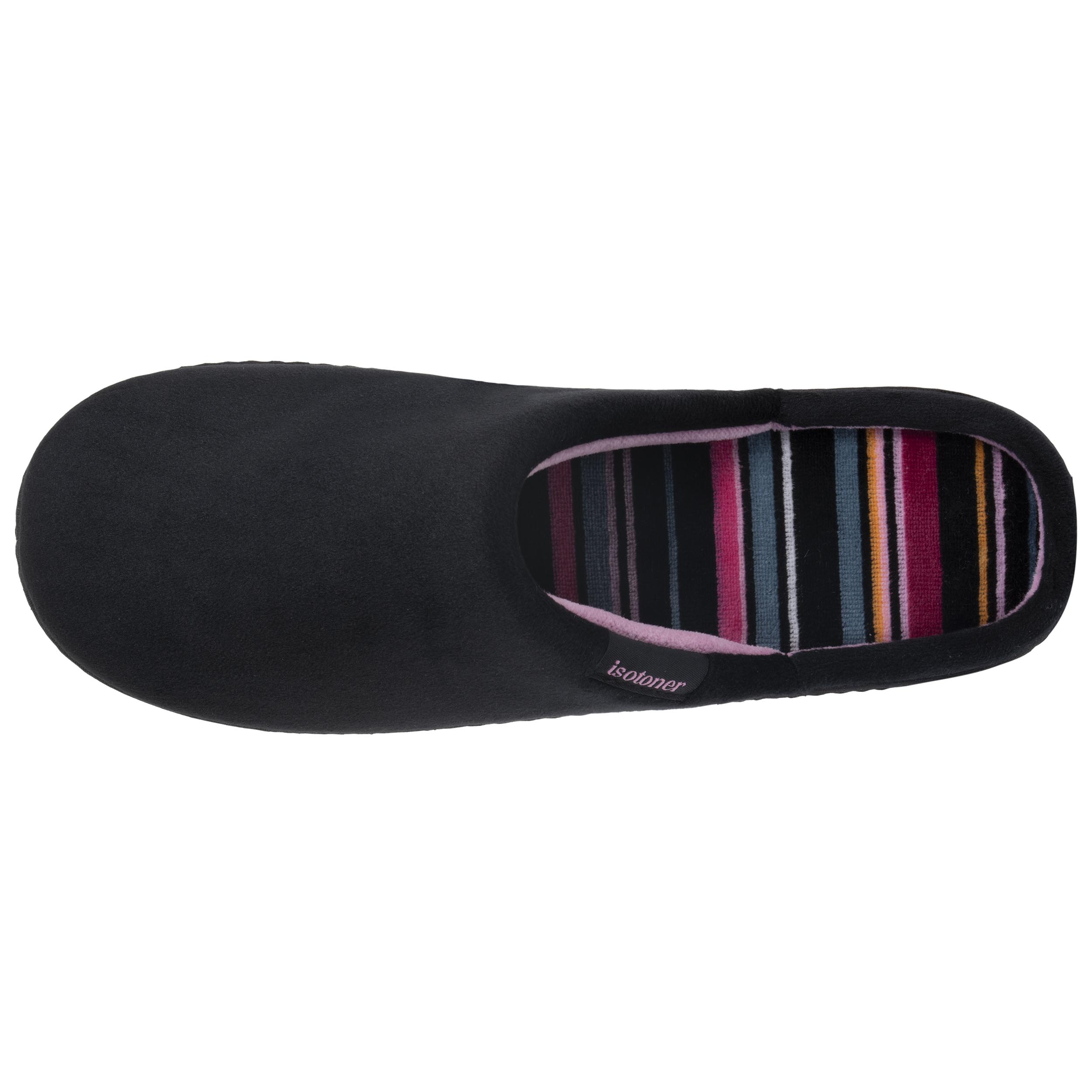 isotoner-chaussons-mules-femme-noir-rayures-m-moire-de-forme image 3