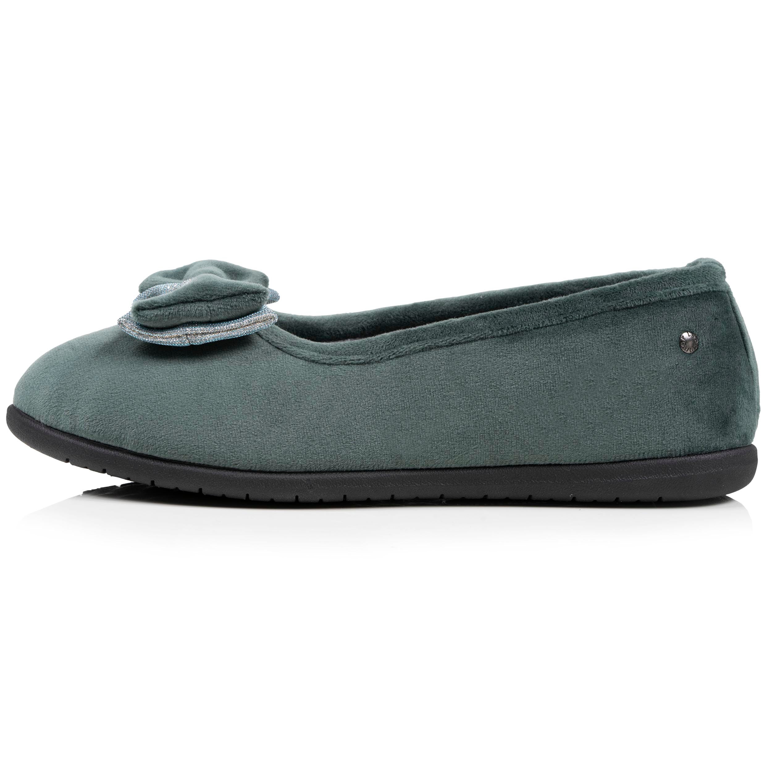 isotoner-chaussons-ballerines-femme-sauge-n-ud-iris image 4