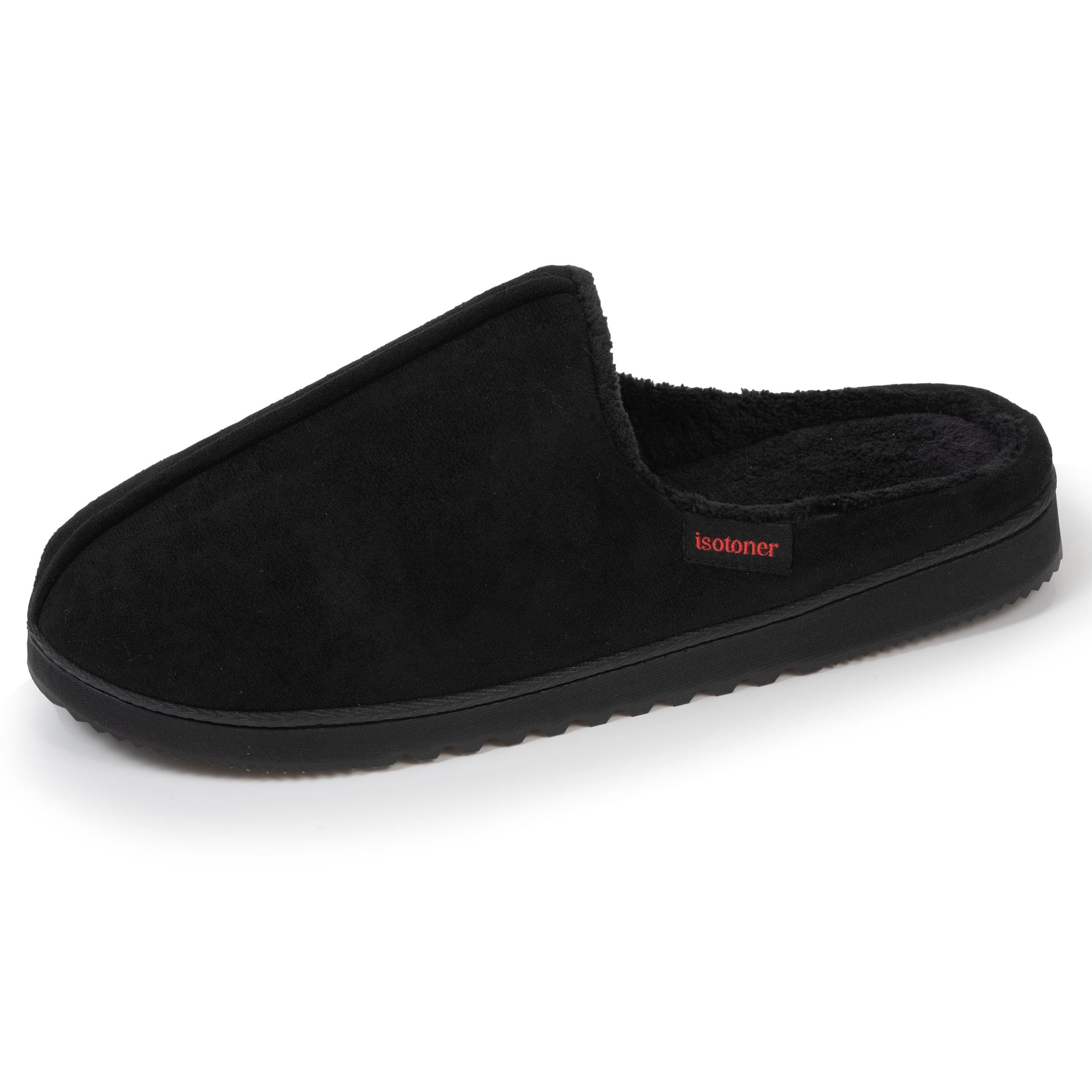 isotoner-chaussons-mules-homme-noir-surpiqu-s image 1