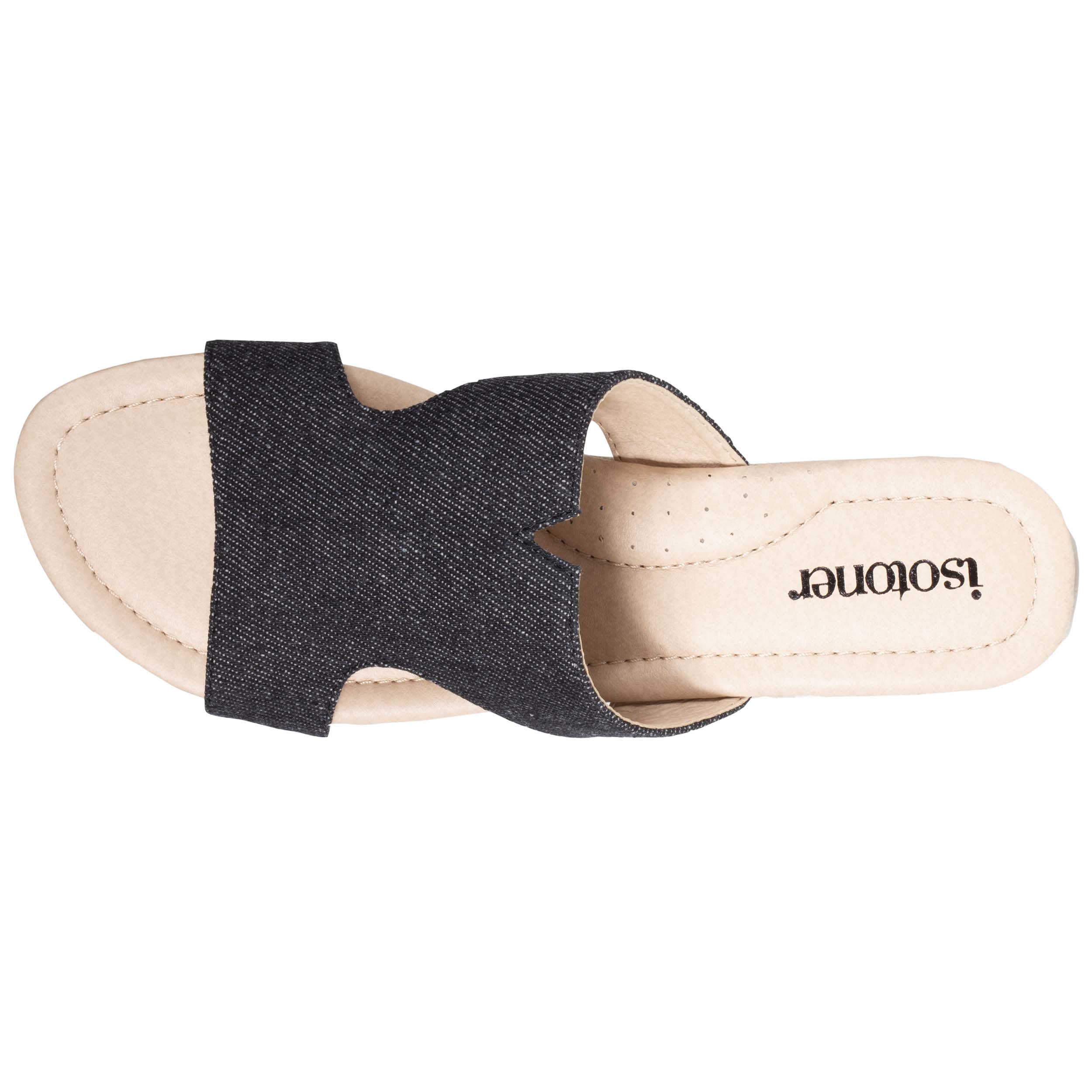 isotoner-mules-claquettes-femme-talon-jean-noir-3-cm image 2