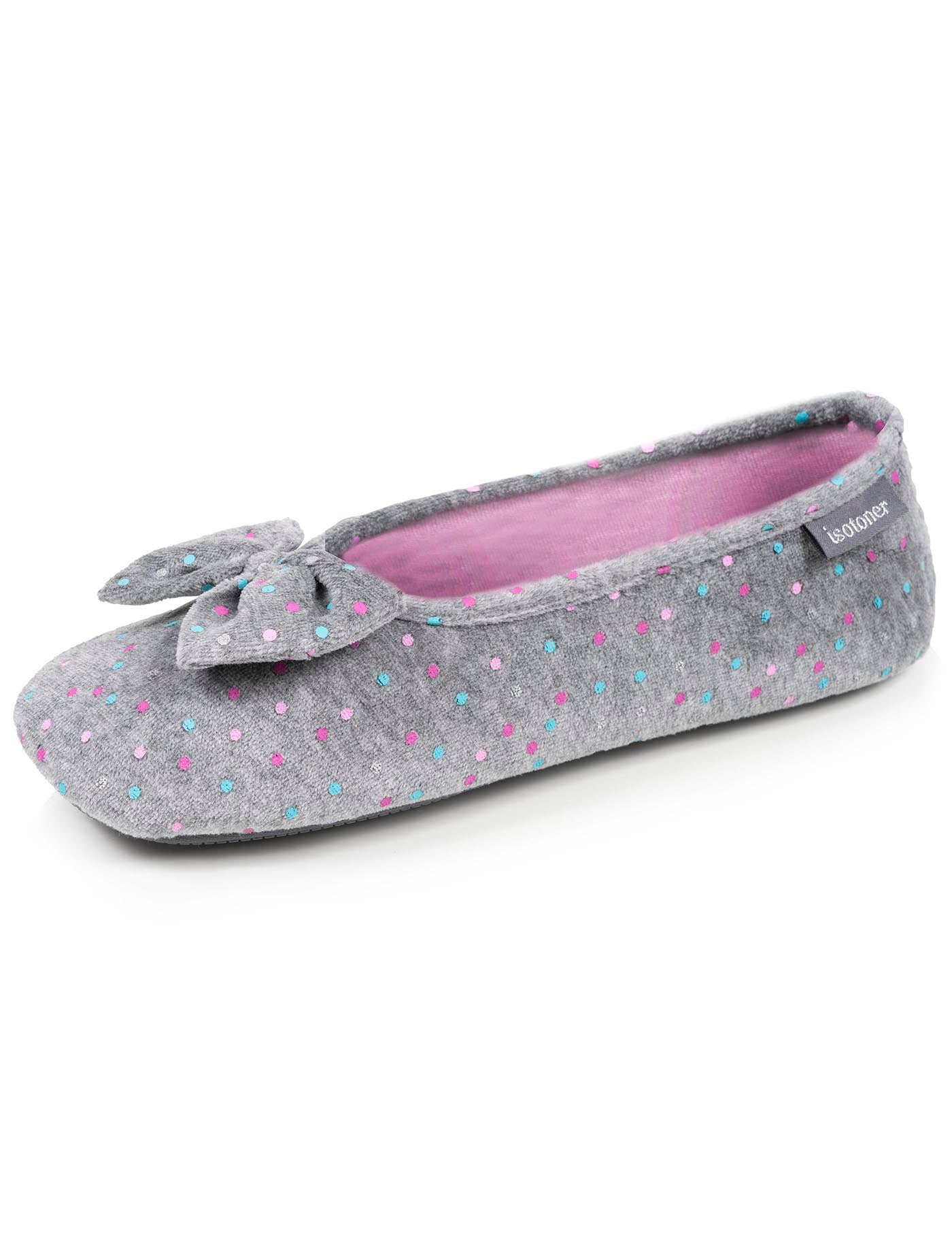 isotoner-chaussons-ballerines-femme-pois-gris-m-moire-de-forme image 6