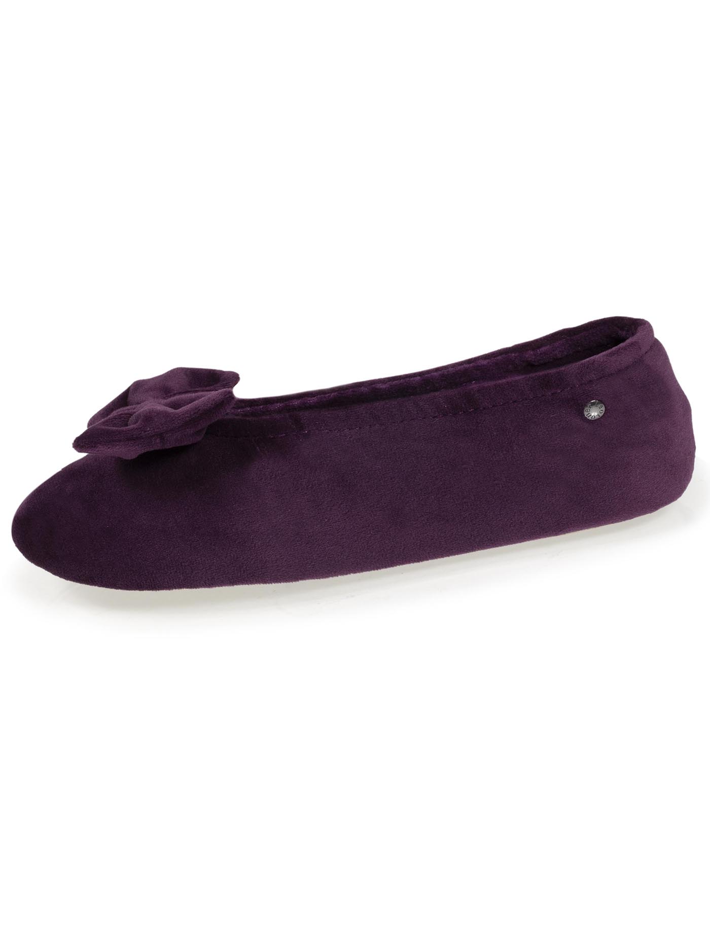 isotoner-chaussons-ballerines-femme-n-ud-aubergine image 6