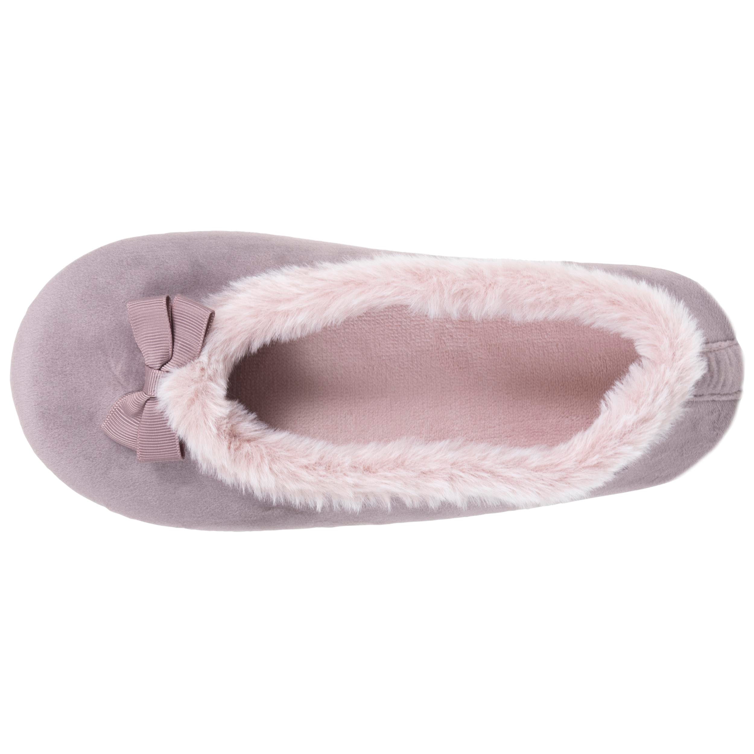 isotoner-chaussons-ballerines-femme-microvelours-taupe image 2
