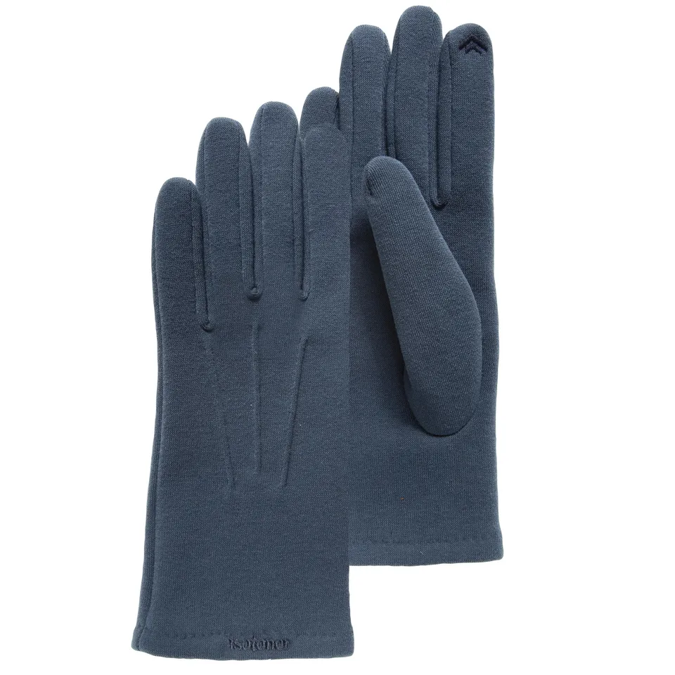 isotoner-gants-femme-tactiles-bleu-tissu-doux image 1
