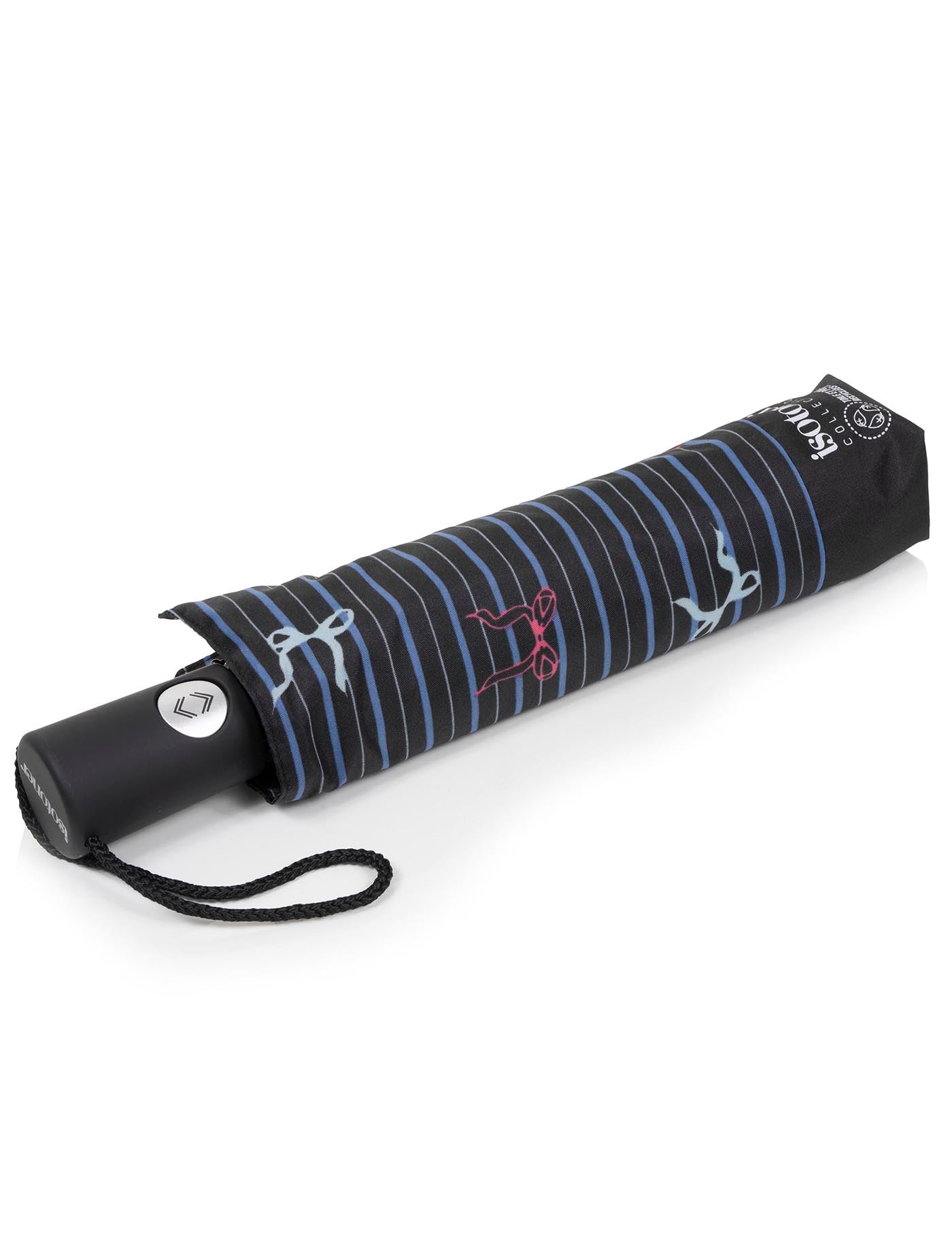 isotoner-parapluie-auto-rayure-noeud-bleu image 6
