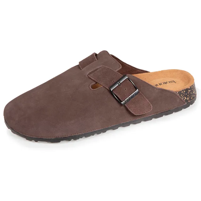 isotoner-mules-sabots-cuir-homme-chocolat-li-ge image 1