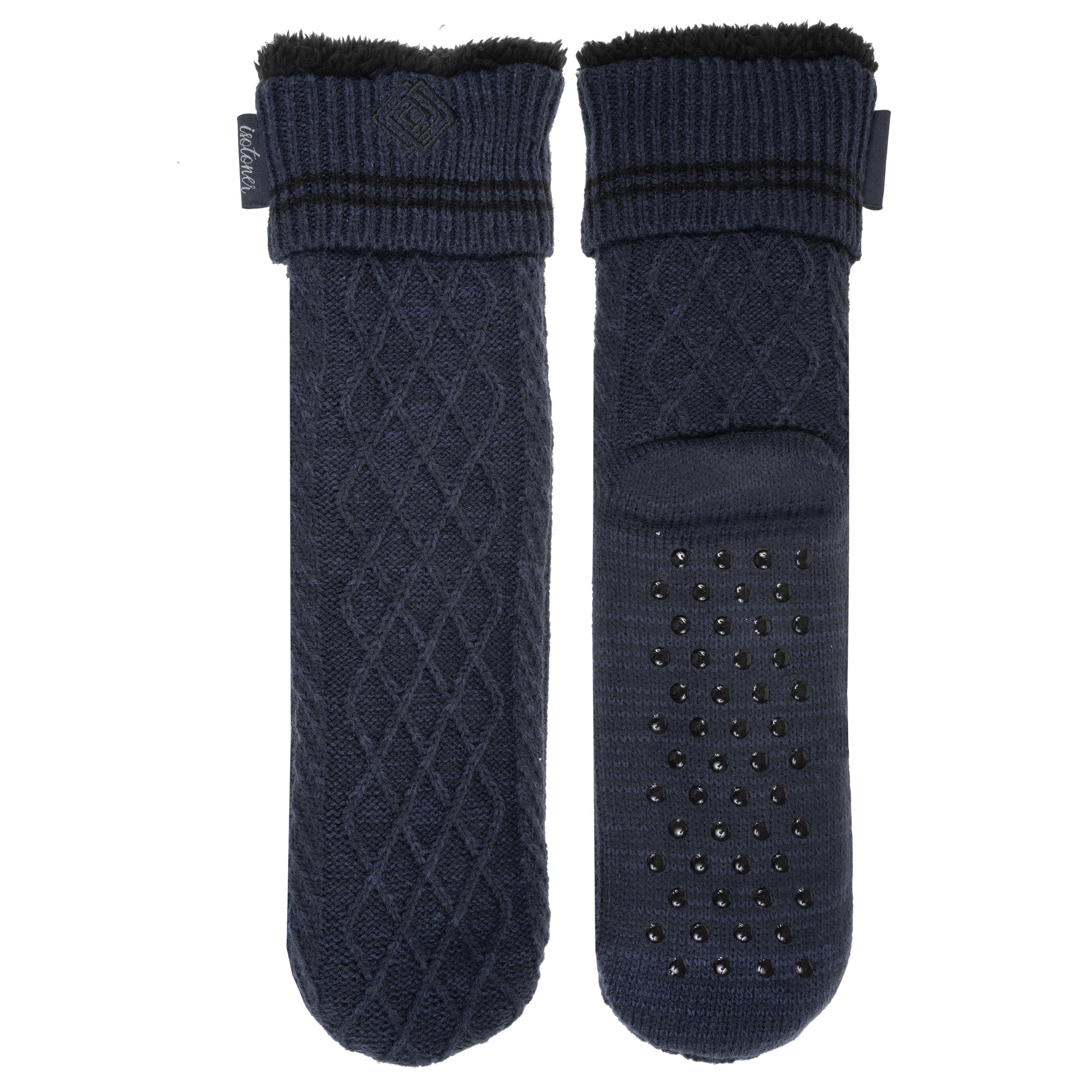 isotoner-chaussettes-fourr-es-homme-maille-marine-chin image 2