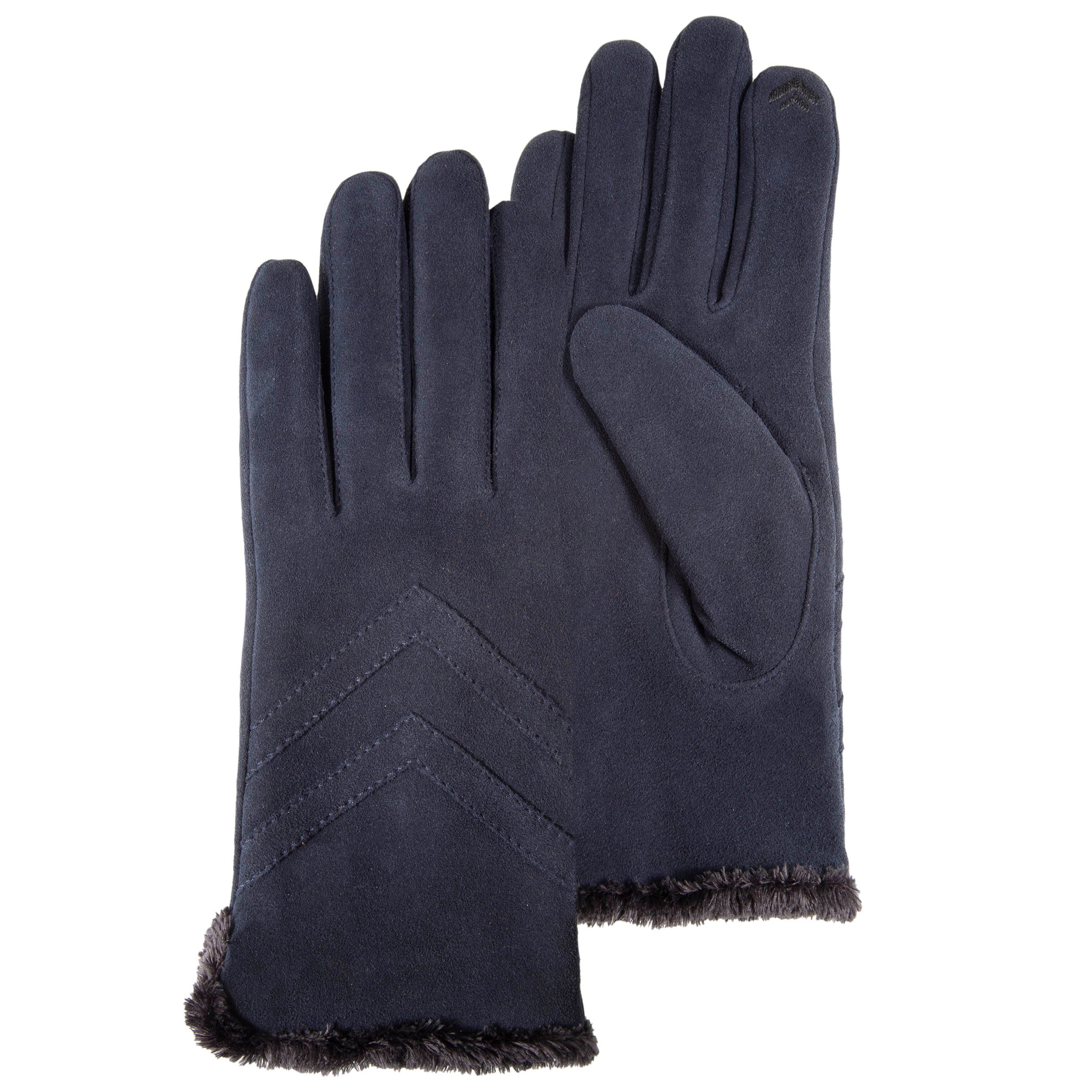 isotoner-gants-femme-tactiles-smartouch-cuir-velours-marine image 1