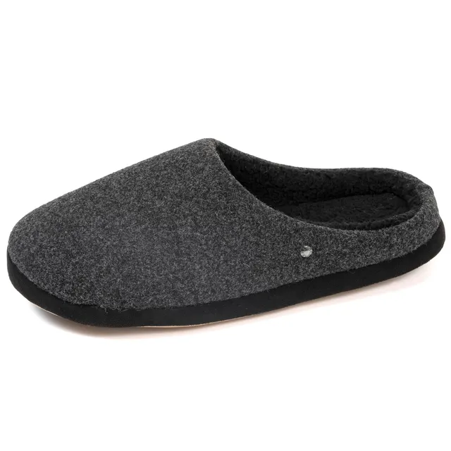 isotoner-chaussons-mules-homme-noir-feutrine-chin-e image 1