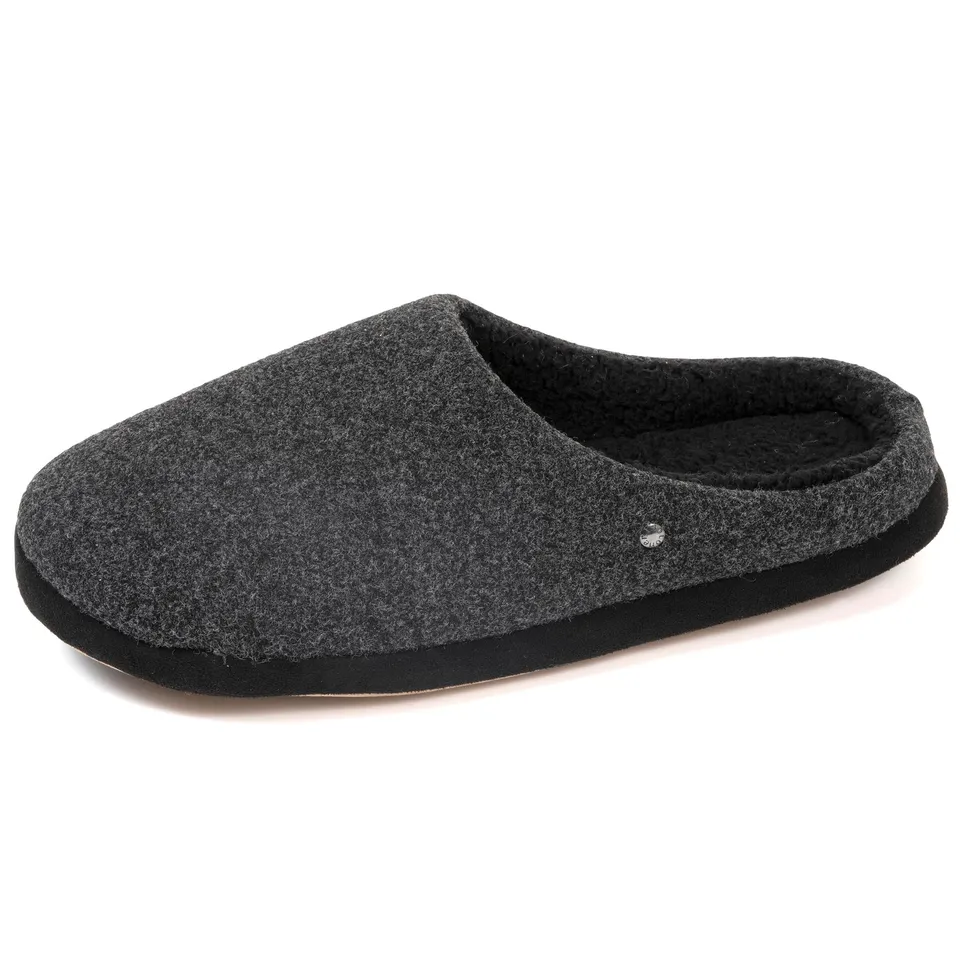 isotoner-chaussons-mules-homme-noir-feutrine-chin-e image 1