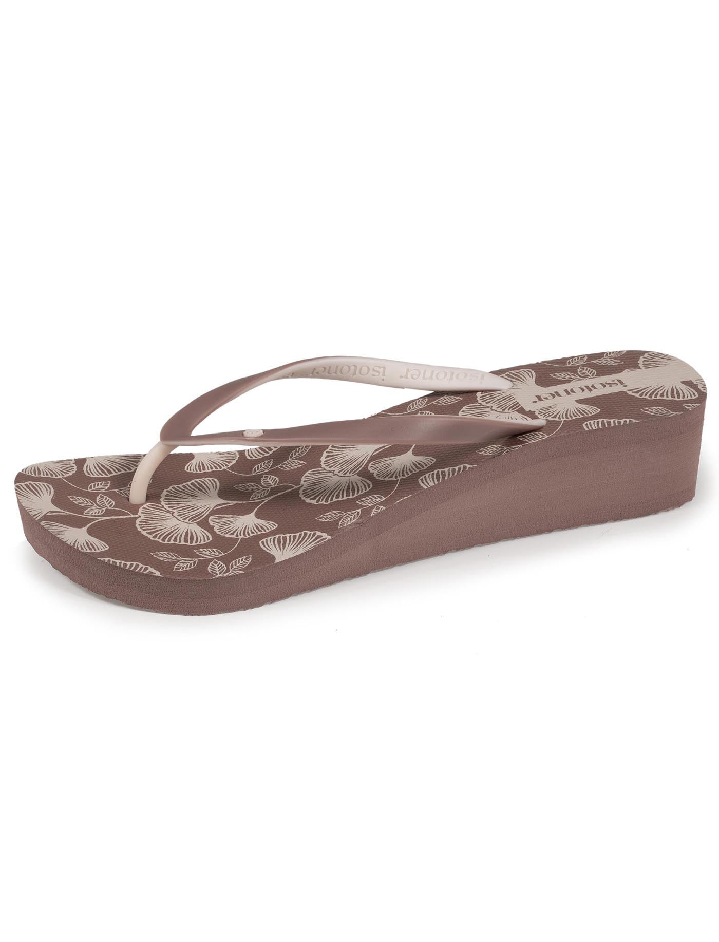 isotoner-tongs-femme-talon-4-cm-floral-taupe image 6