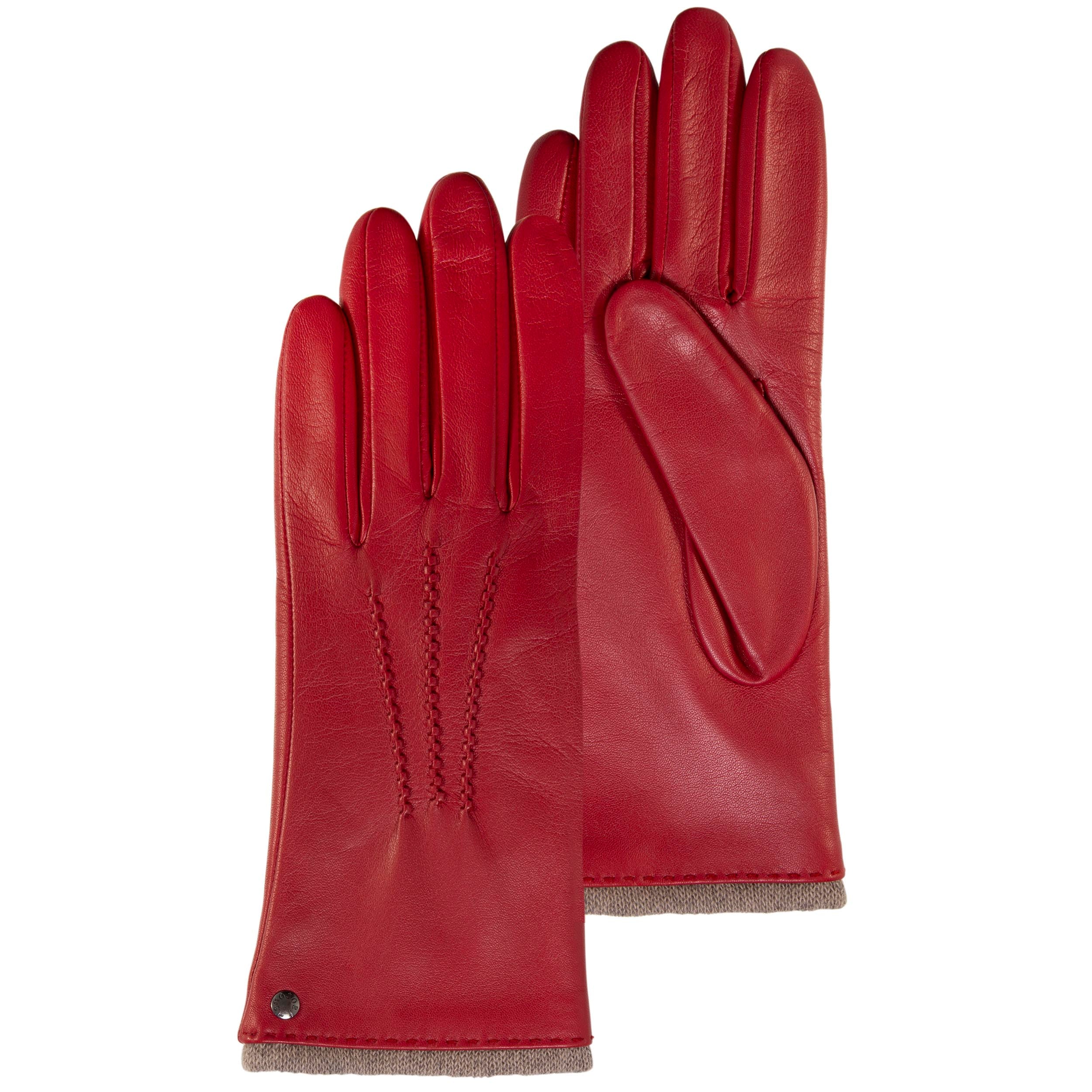 isotoner-gants-femme-cuir-coquelicot-doublure-cachemire image 1