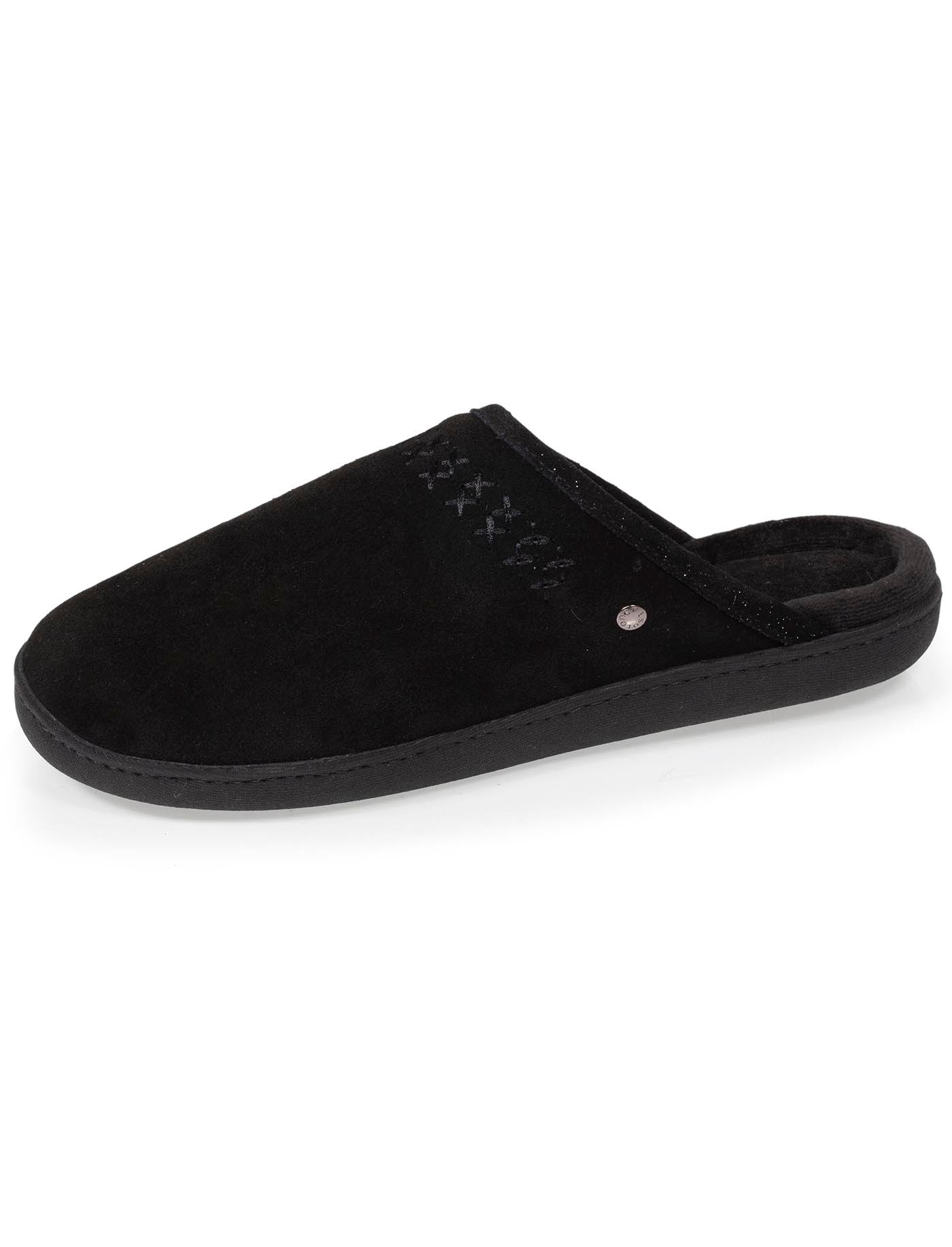 isotoner-chaussons-mules-cuir-femme-noir image 6