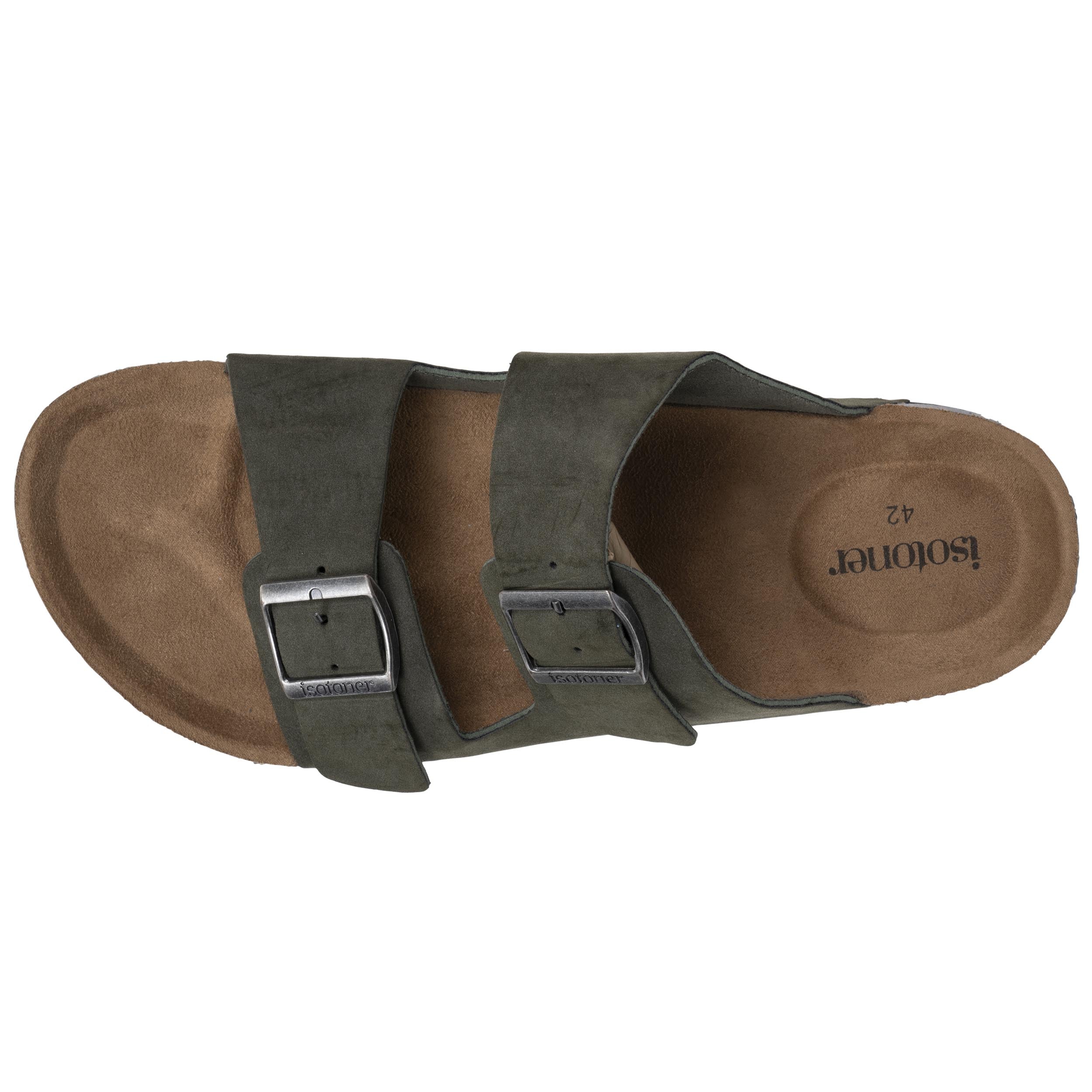 isotoner-mules-sandales-homme-double-bride-kaki-r-glable image 3