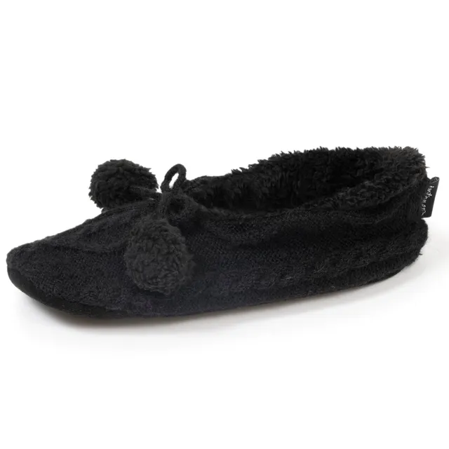 isotoner-chaussettes-chaussons-fourr-es-femme-noir-sherpa image 1