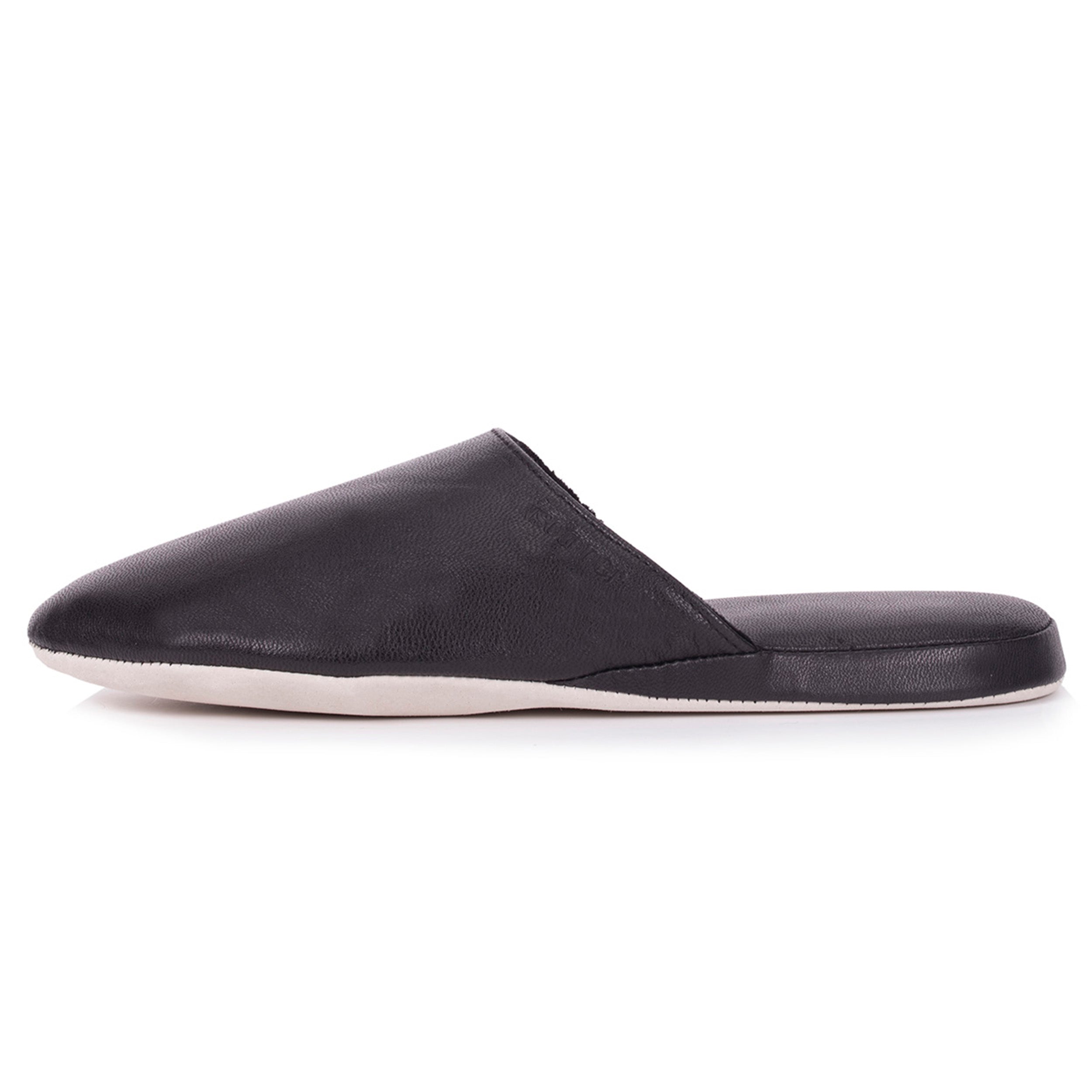 isotoner-chaussons-mules-cuir-homme-noir image 3