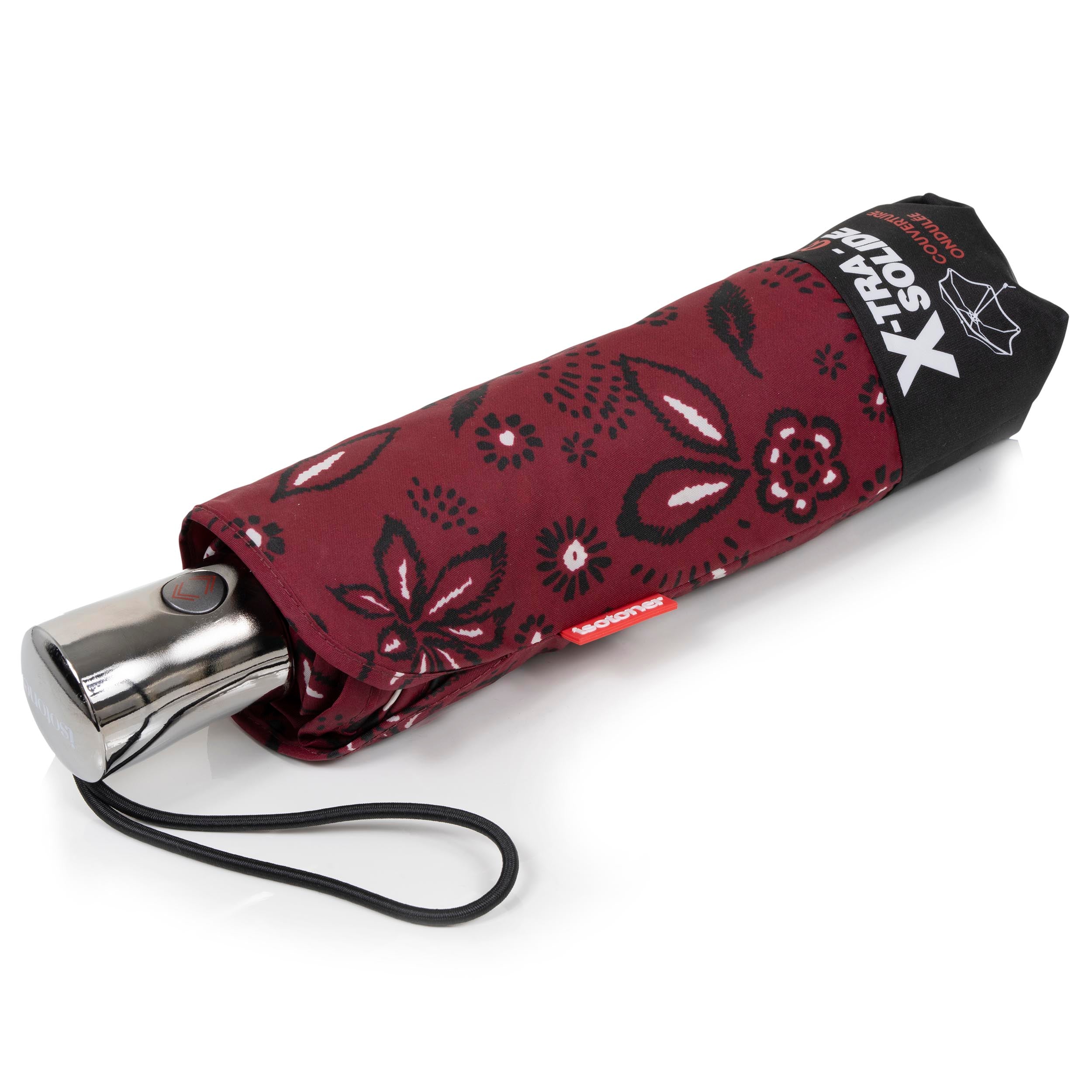 isotoner-parapluie-x-tra-solide-28-cm-bandana-bordeaux-automatique image 1
