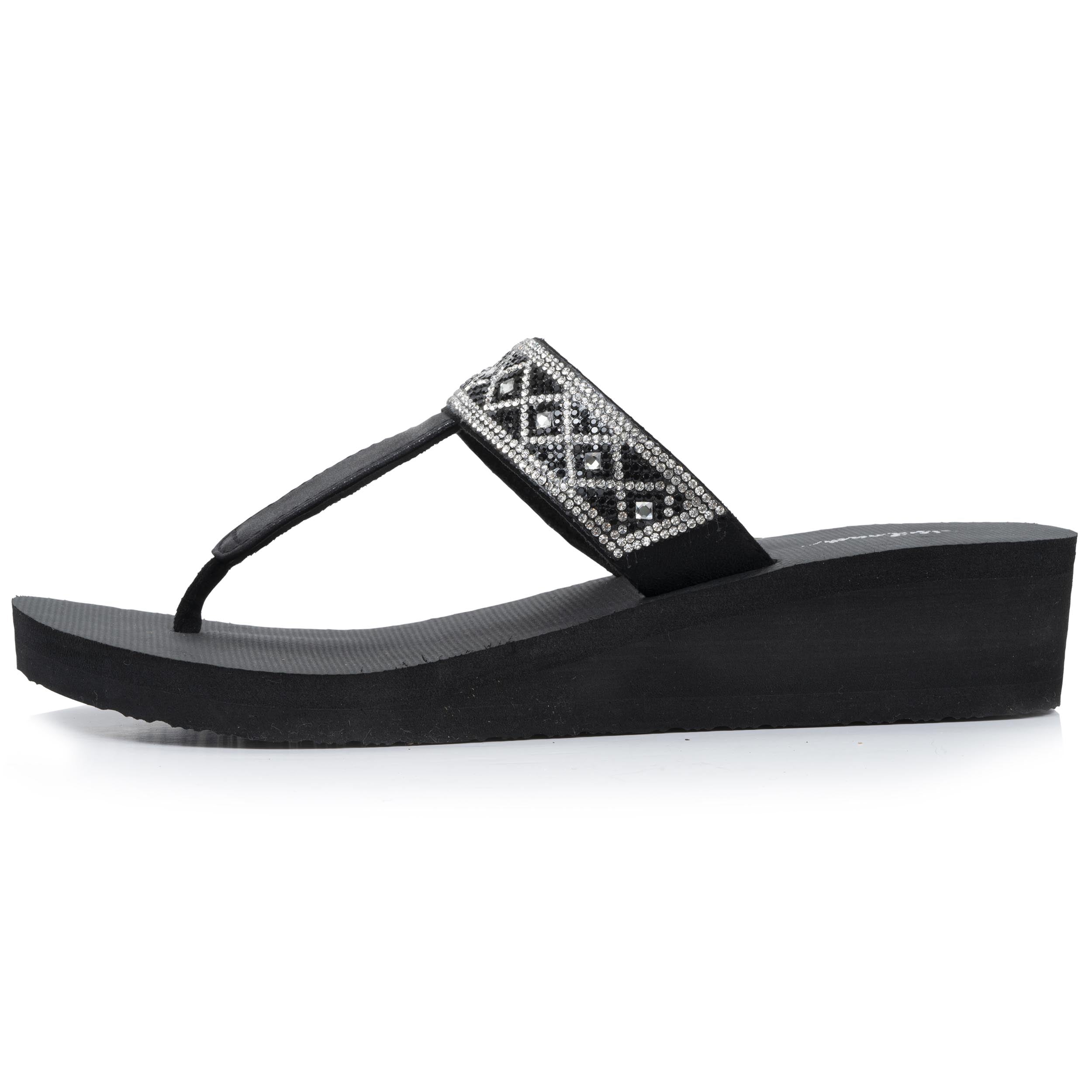 isotoner-tongs-femme-tige-large-strass-talon-4-cm-noir image 3