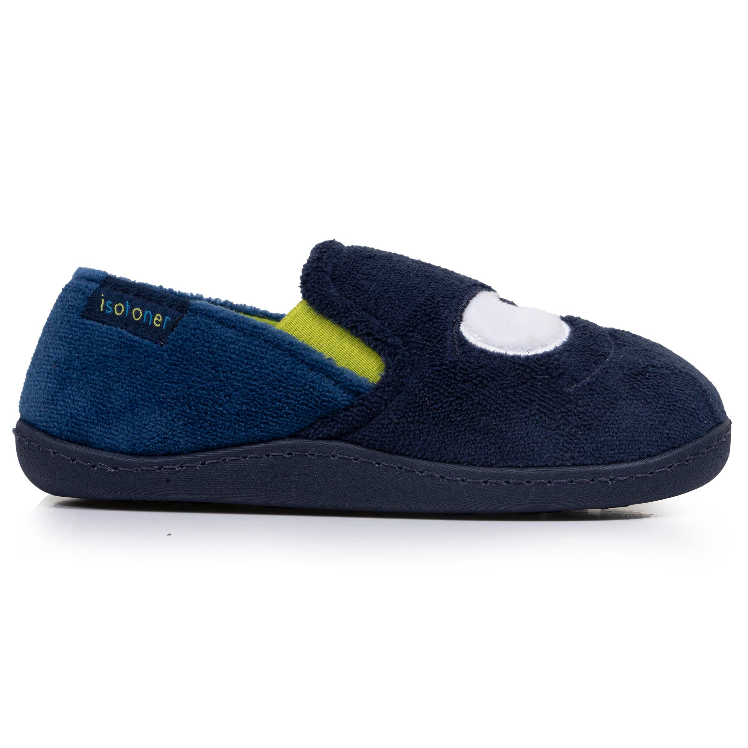 isotoner-chaussons-mocassins-enfant-marine-jaune image 8
