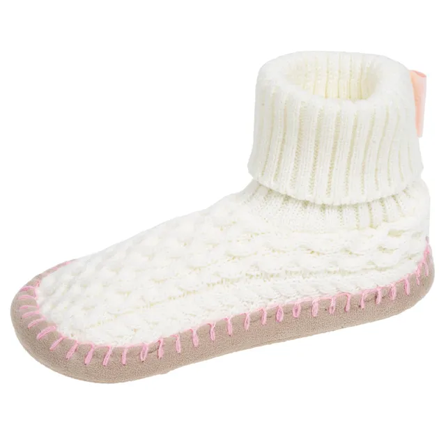 isotoner-chaussons-scandinaves-femme-maille-ivoire image 1
