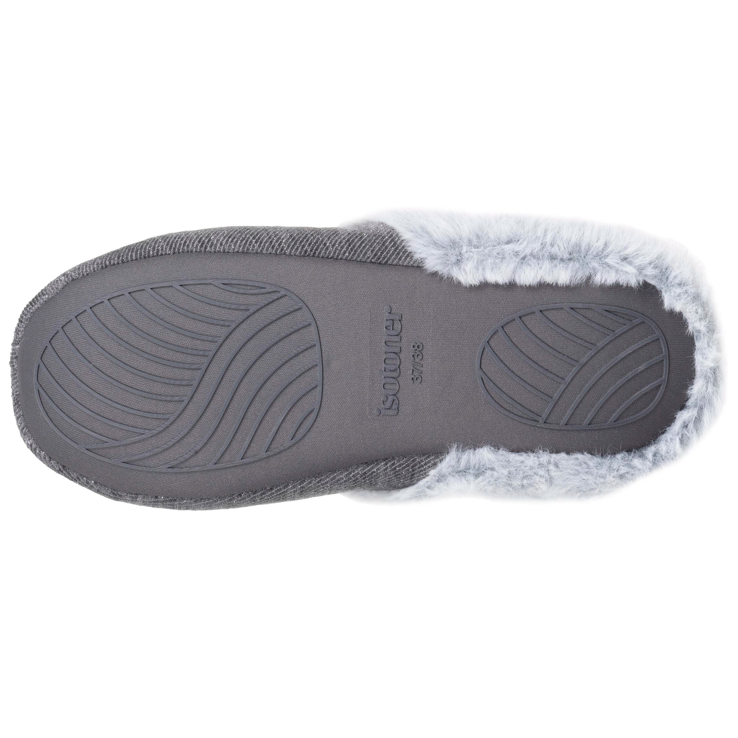 isotoner-chaussons-mules-femme-paillet-gris-fonc image 5