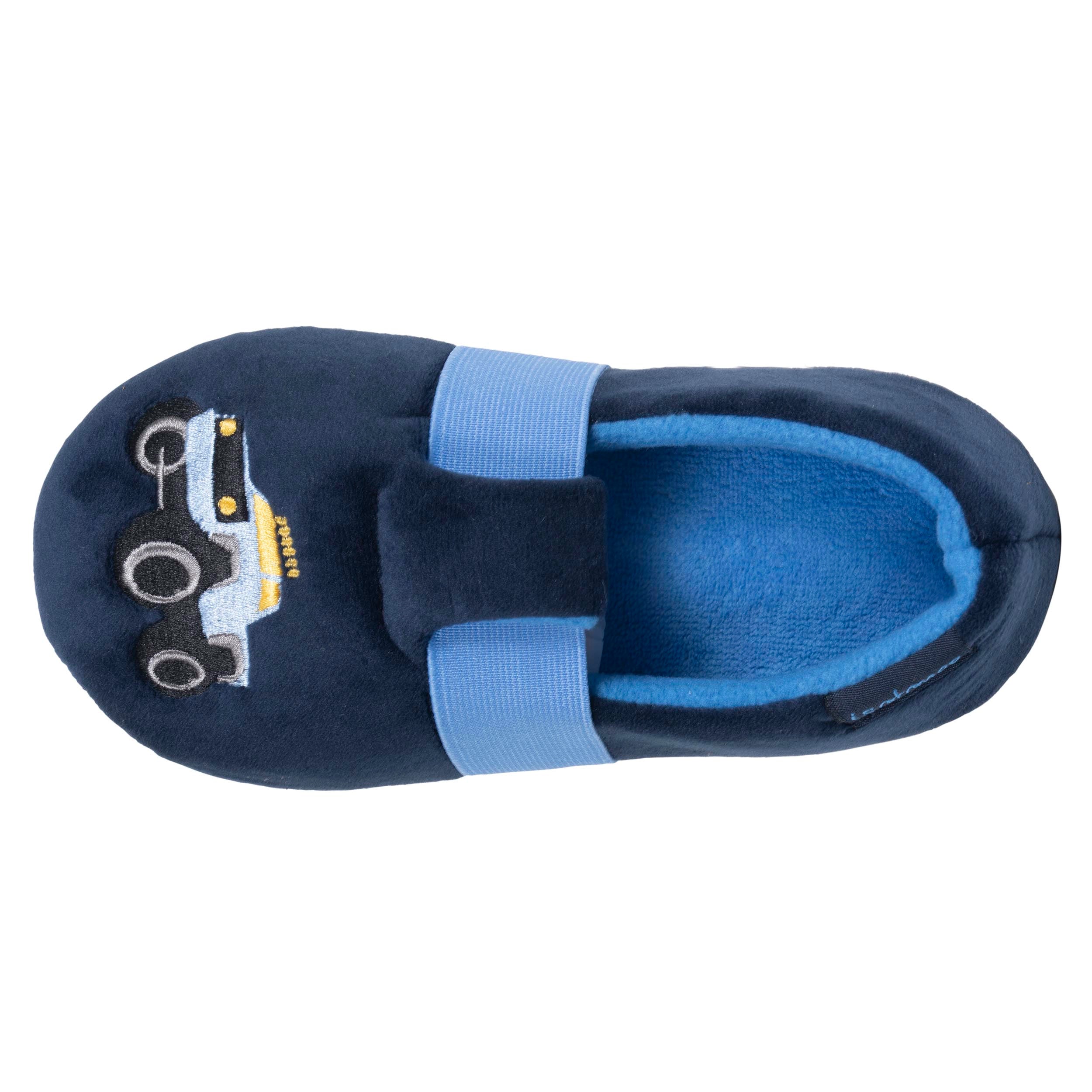 isotoner-chaussons-slippers-enfant-marine-microvelours-motif-voiture image 2